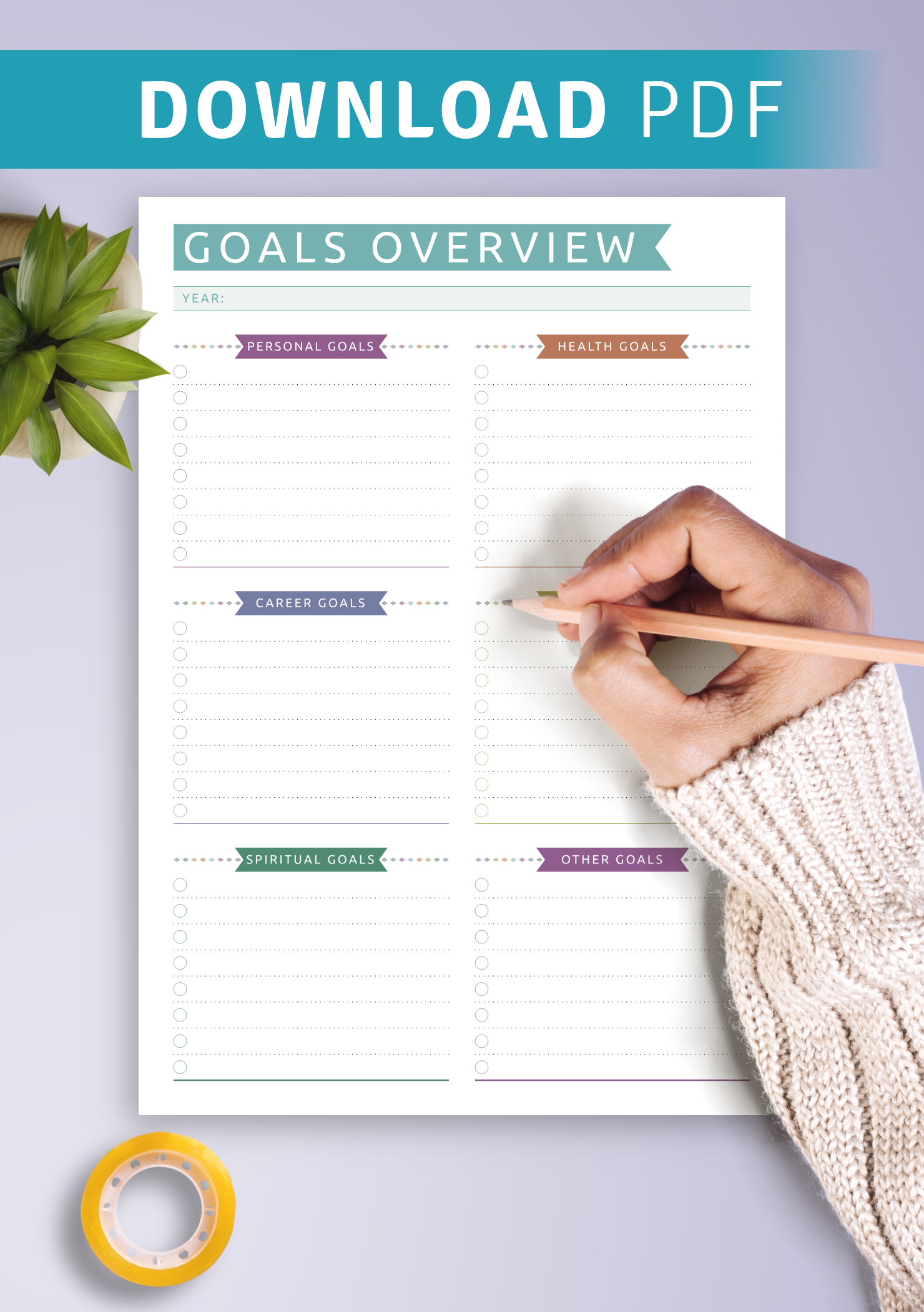 Download Printable Goals Overview - Casual Style PDF