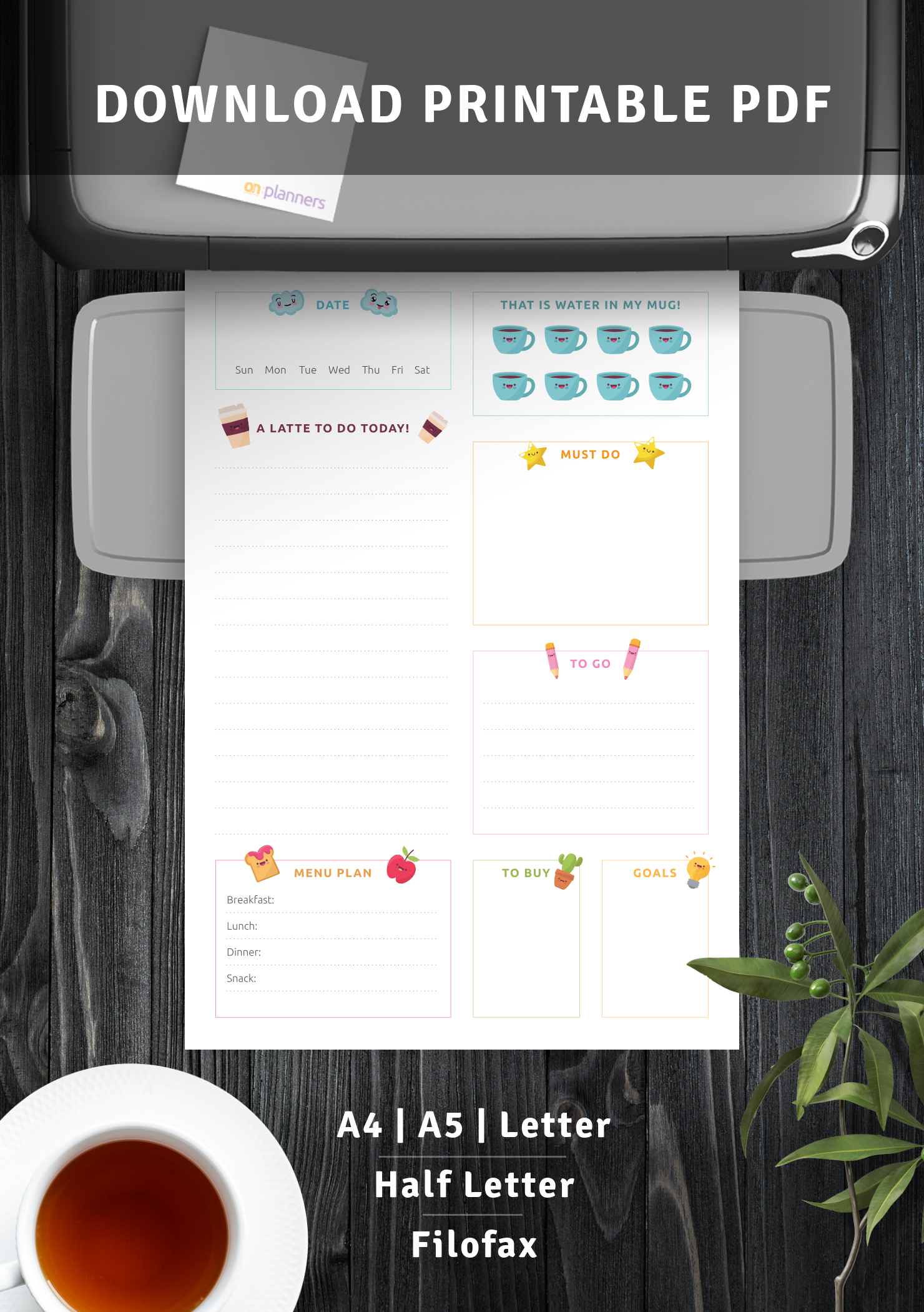 Download Printable Happy Cute Daily Planner PDF