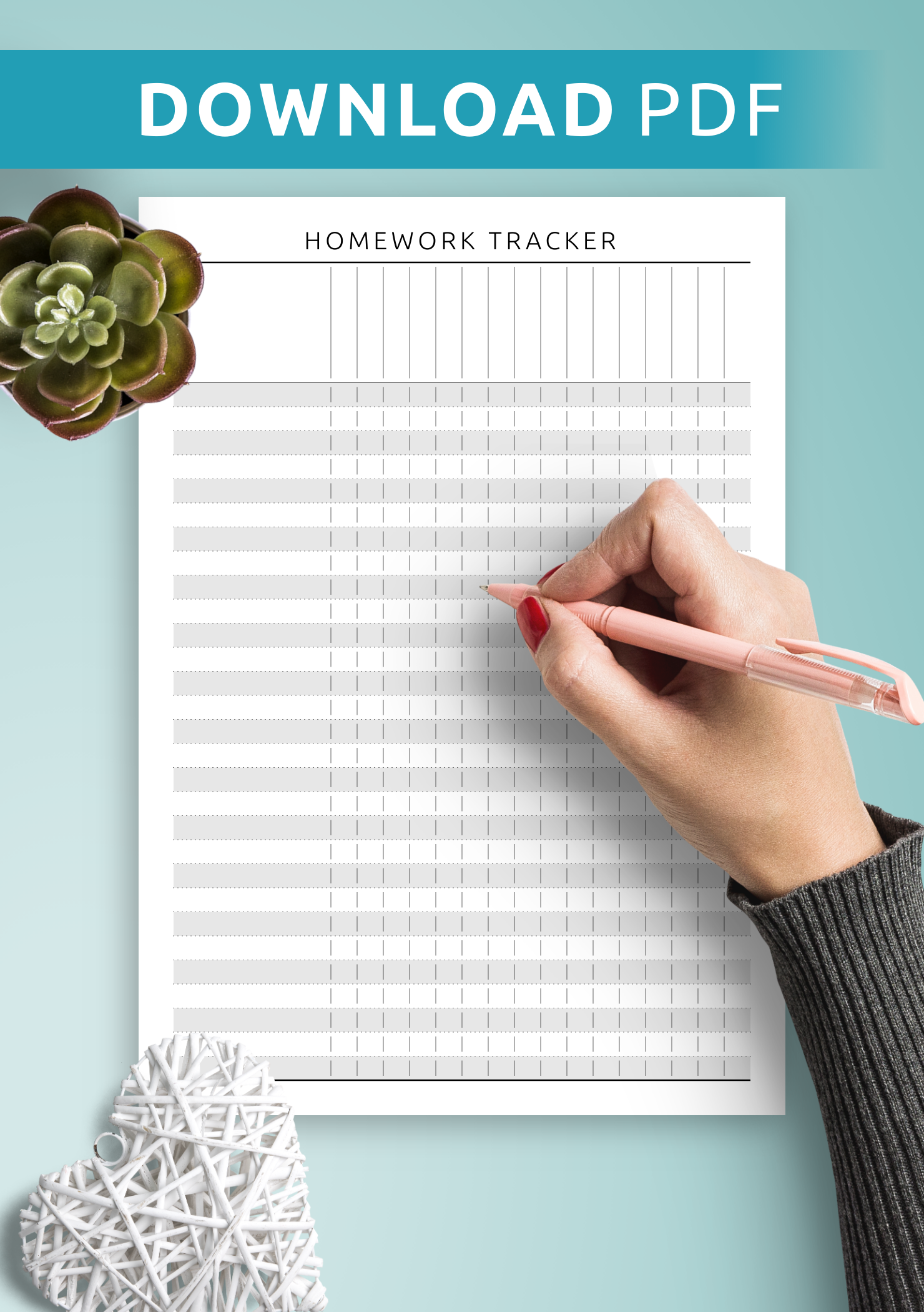 Download Printable Homework Tracker Template PDF