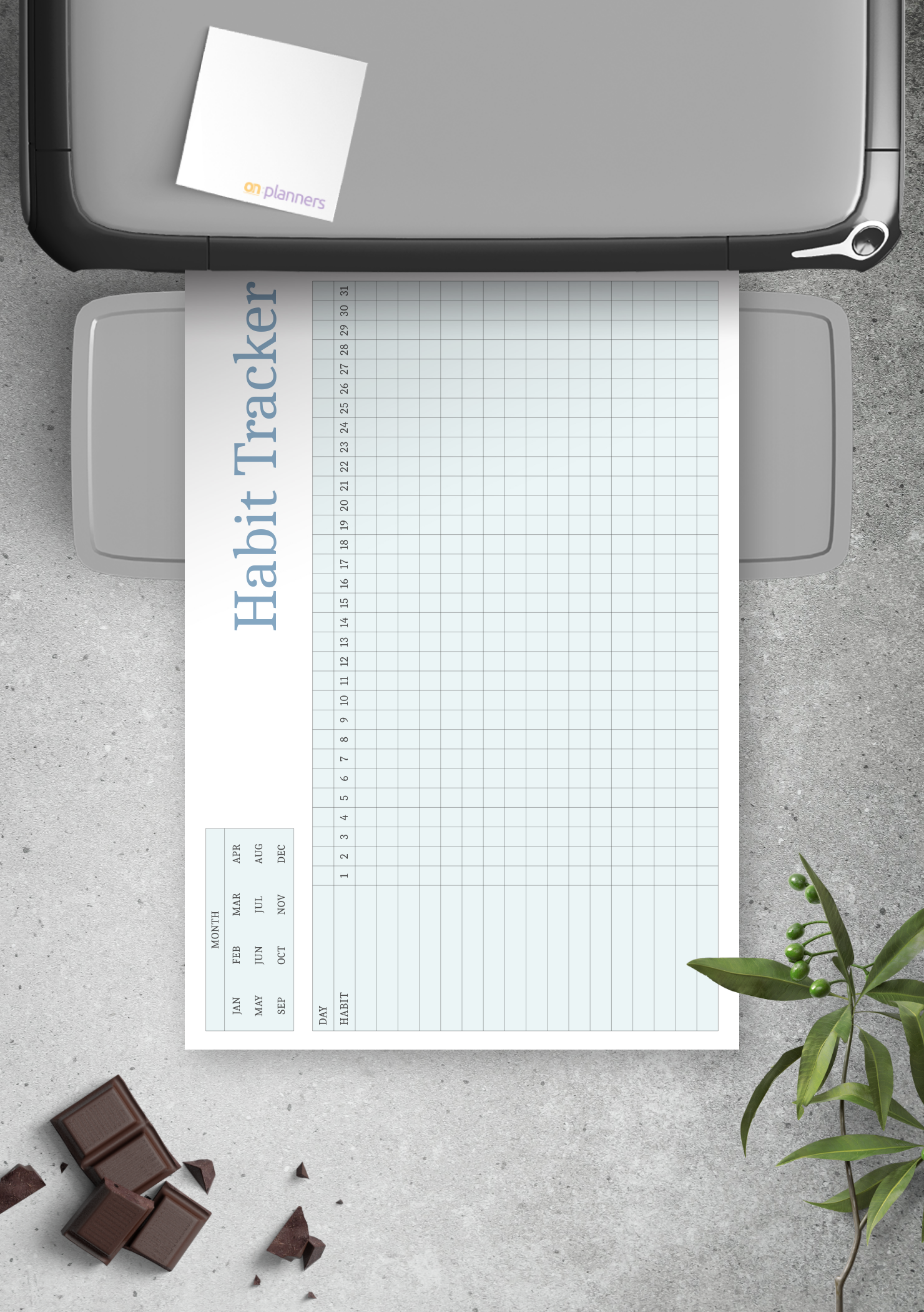 Download Printable Horizontal Habit Tracker Template PDF