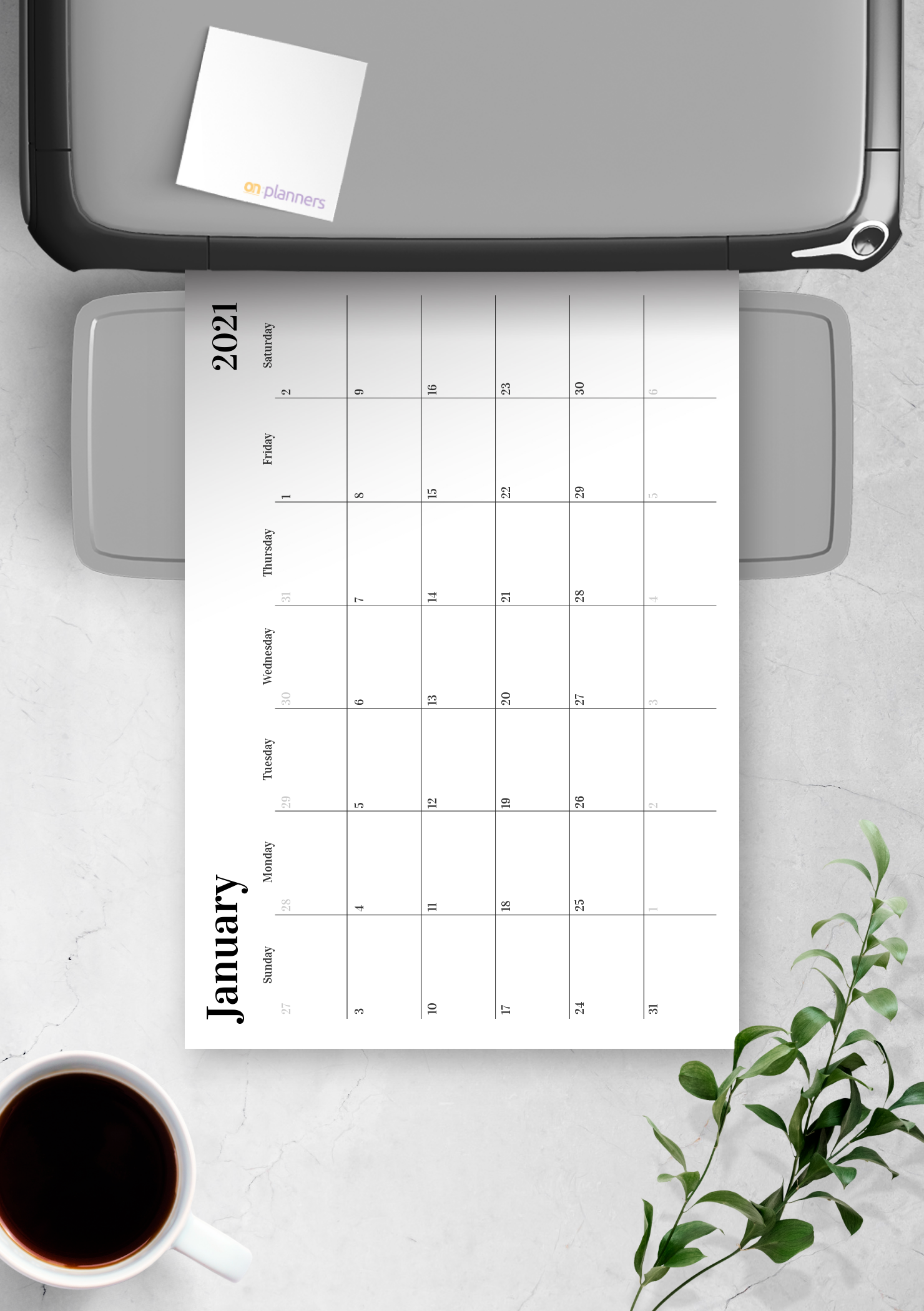 Printable Full Calendar Horizontal Lined Months Desk Etsy Download 