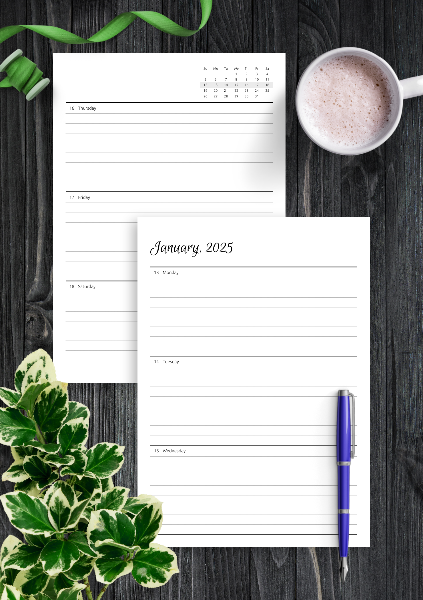 Download Printable Horizontal Weekly Planner PDF