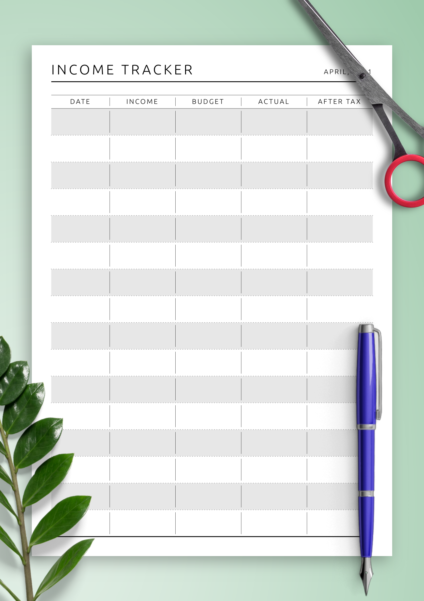 Free Printable Income Tracker