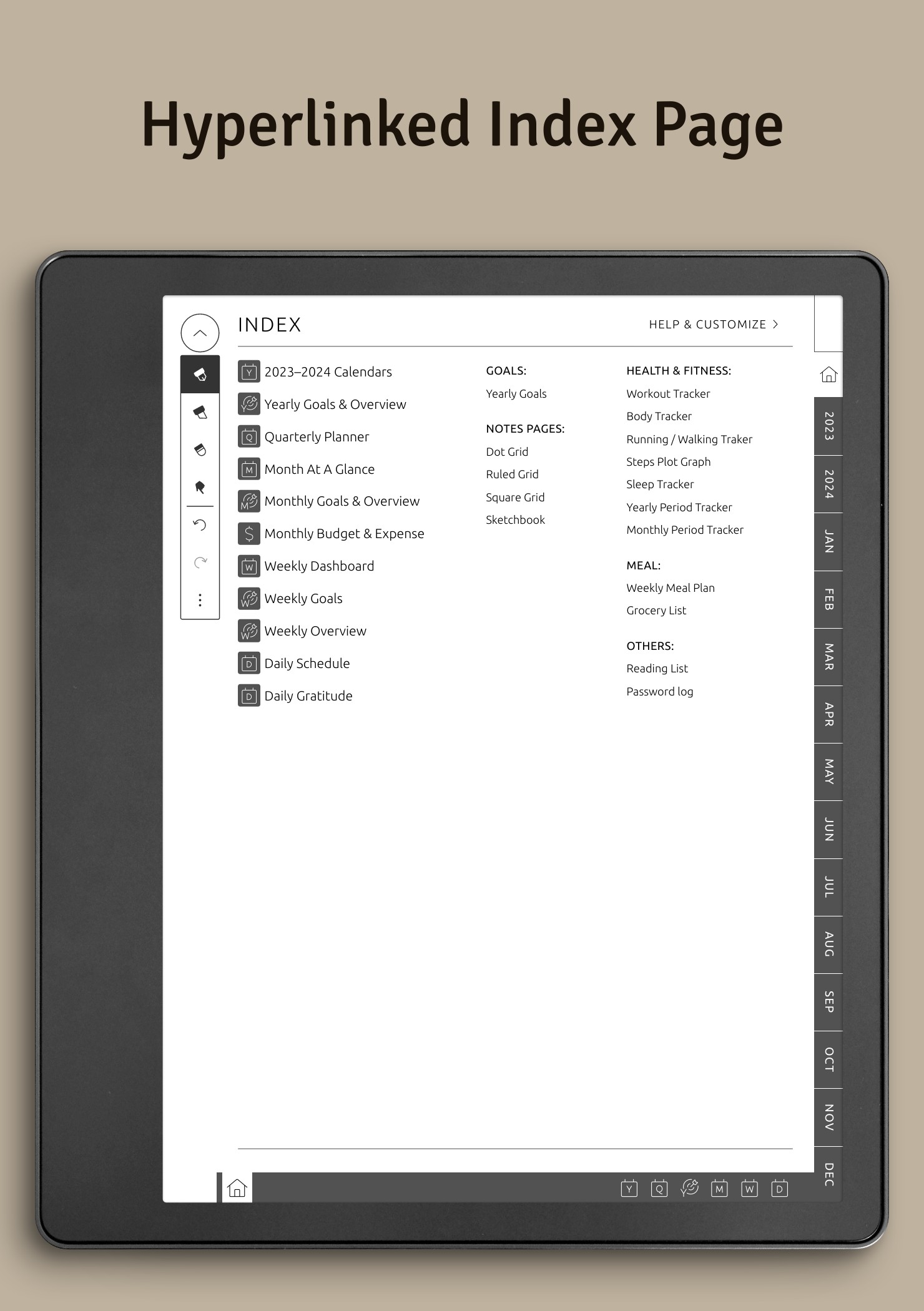 Download Kindle Scribe Monthly Planner Hyperlinked PDF