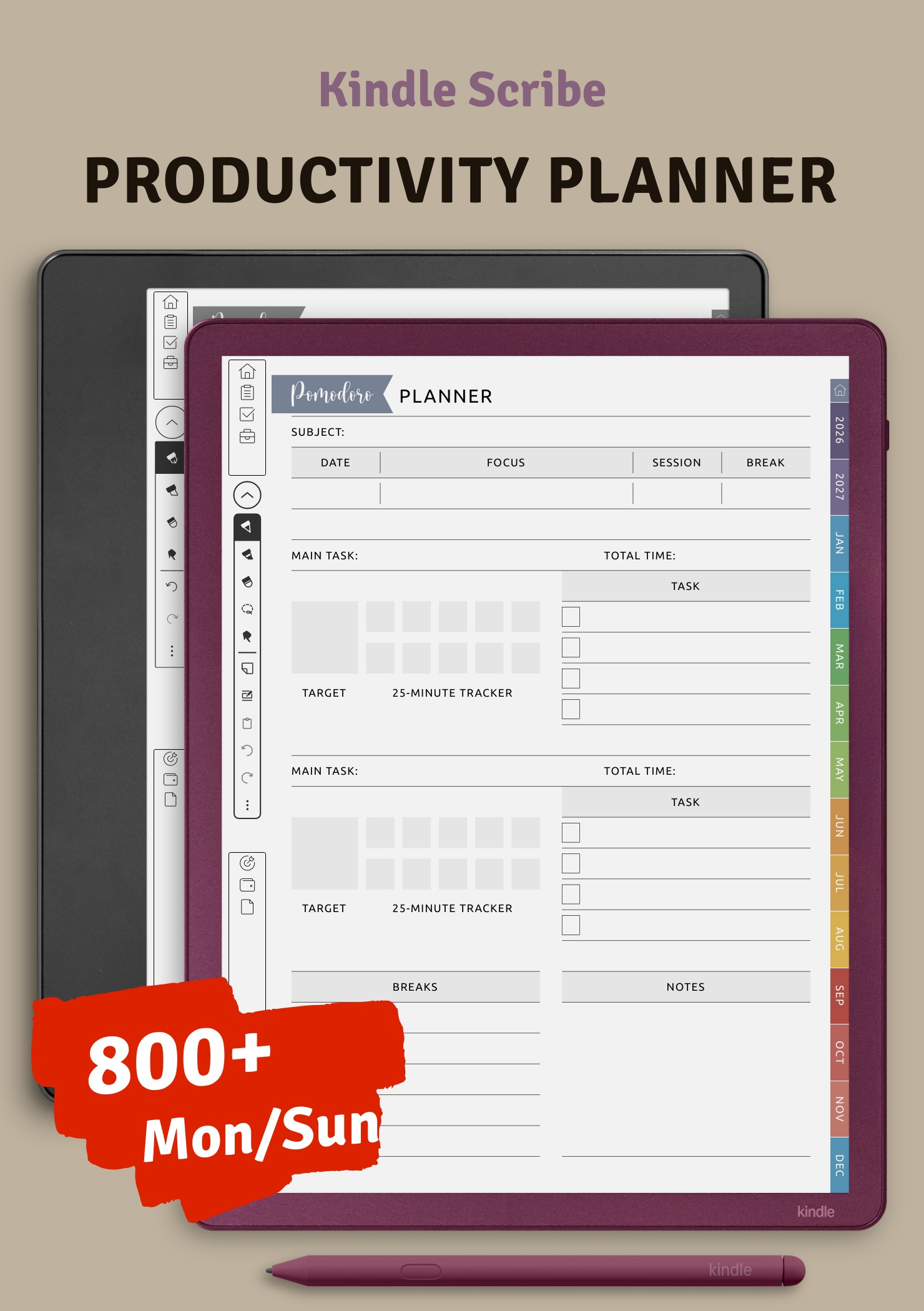 Download Kindle Scribe Productivity Planner Hyperlinked PDF