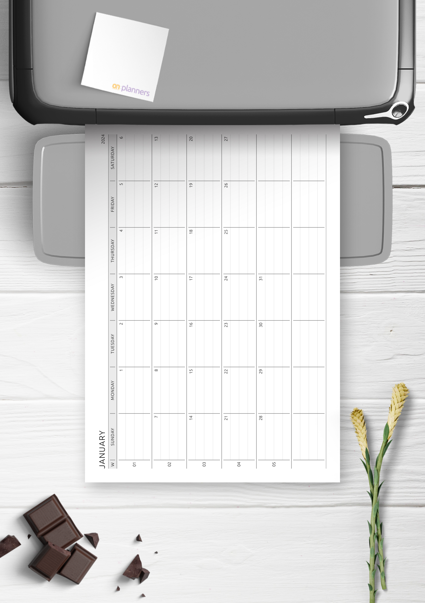 Download Printable Landscape Lined Monthly Planner PDF