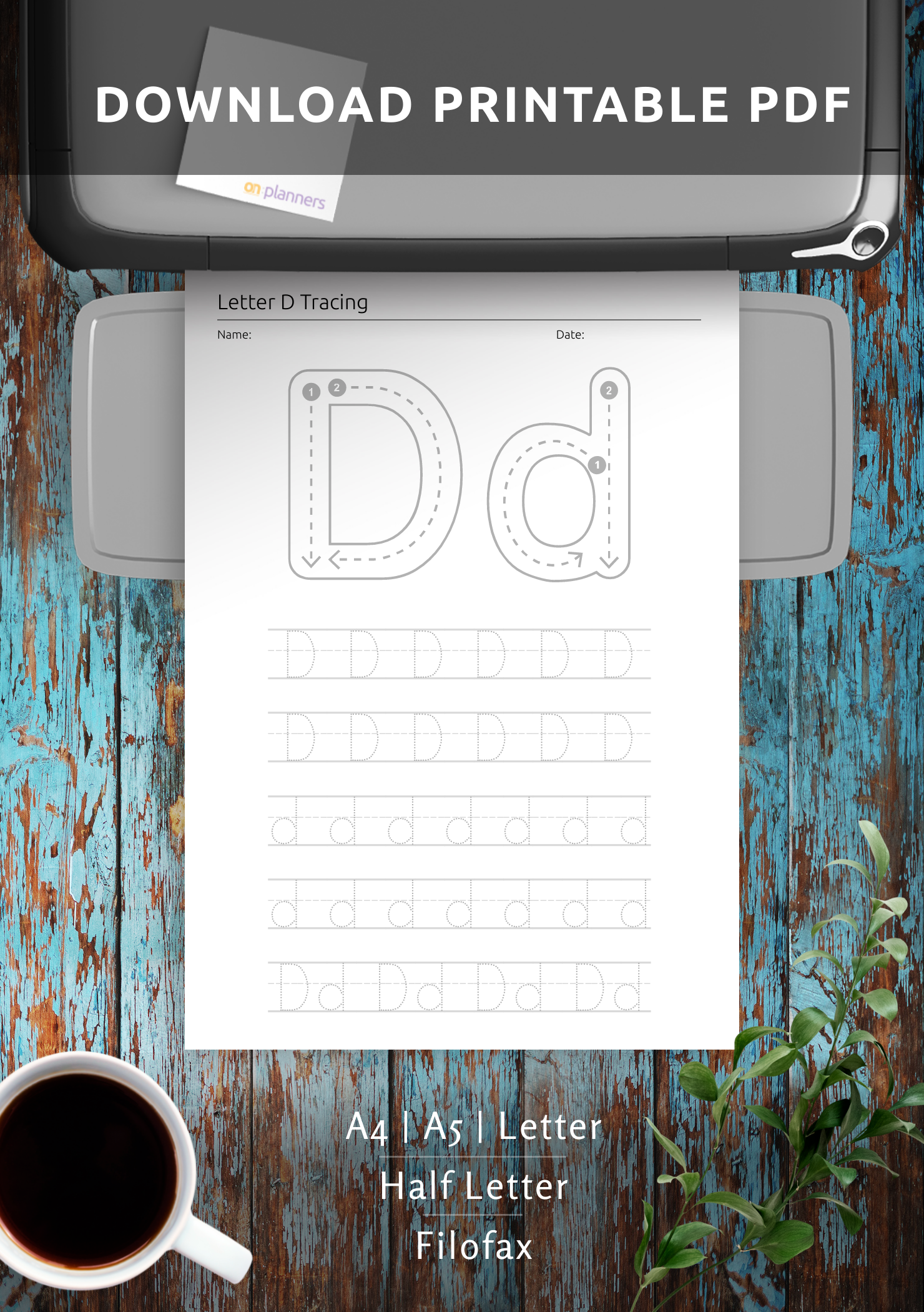 Download Letter D Tracing for Kids Printable PDF