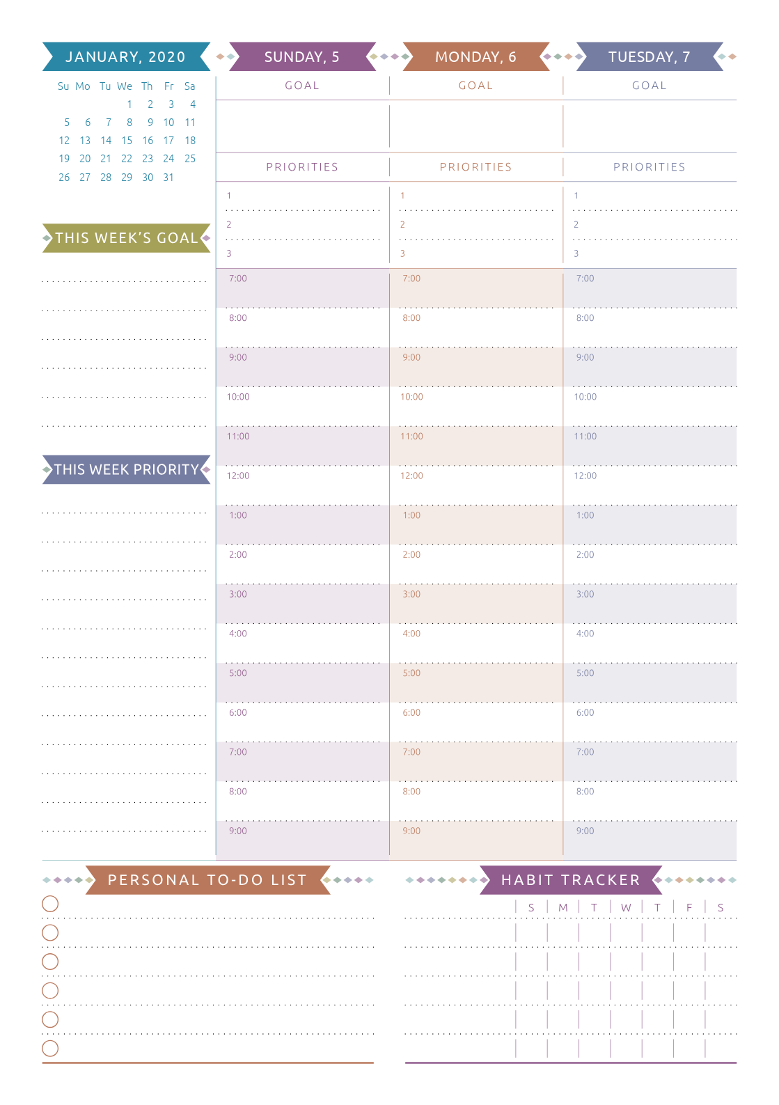 Download Printable Life Planner Dated - Casual Style PDF