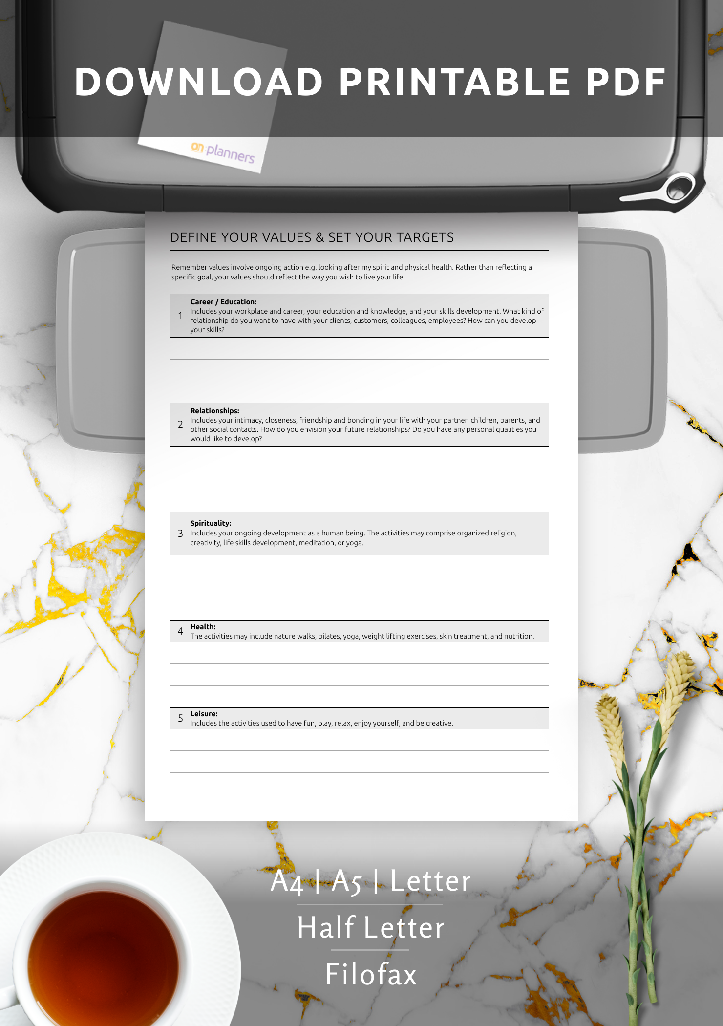 Values Target Act.pdf Download Printable Life Values & Targets PDF