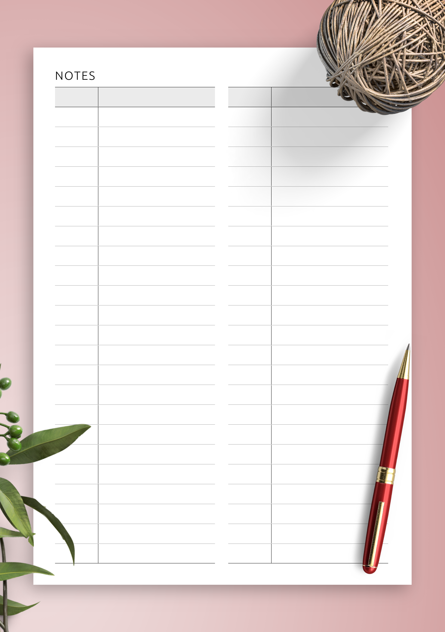Download Printable List 2-Column PDF