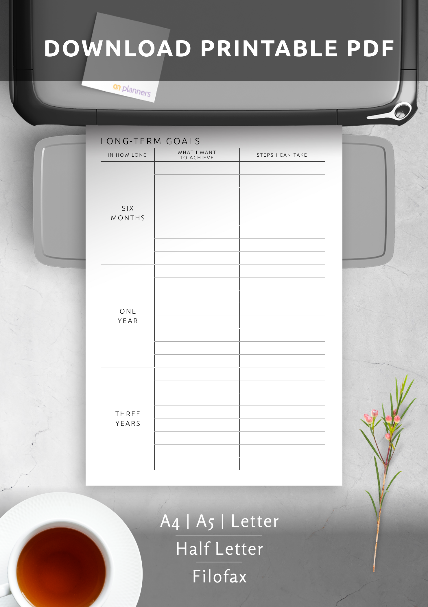 Download Printable LongTerm Goals Template PDF