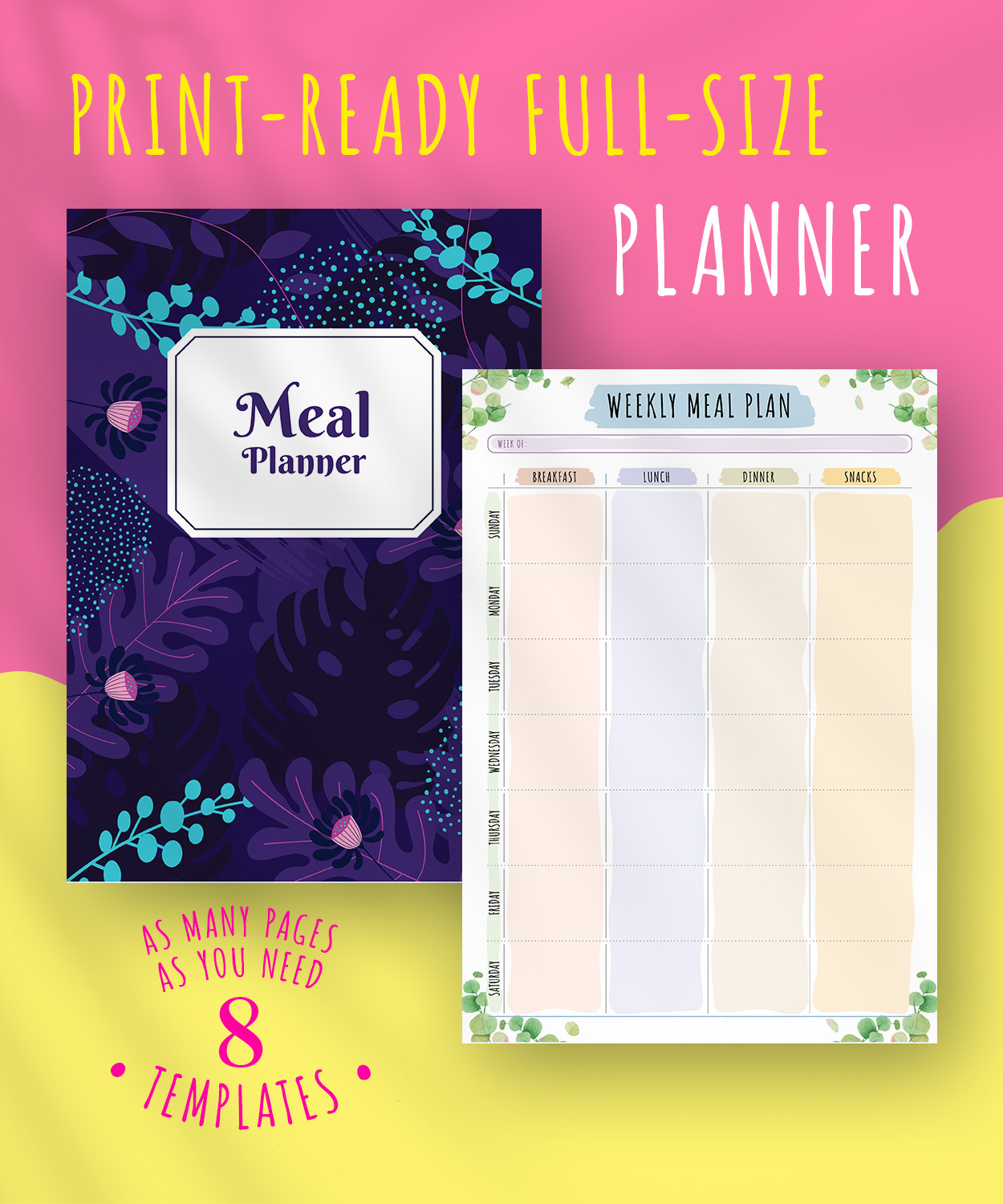 Download Printable Meal Planner - Floral Style PDF