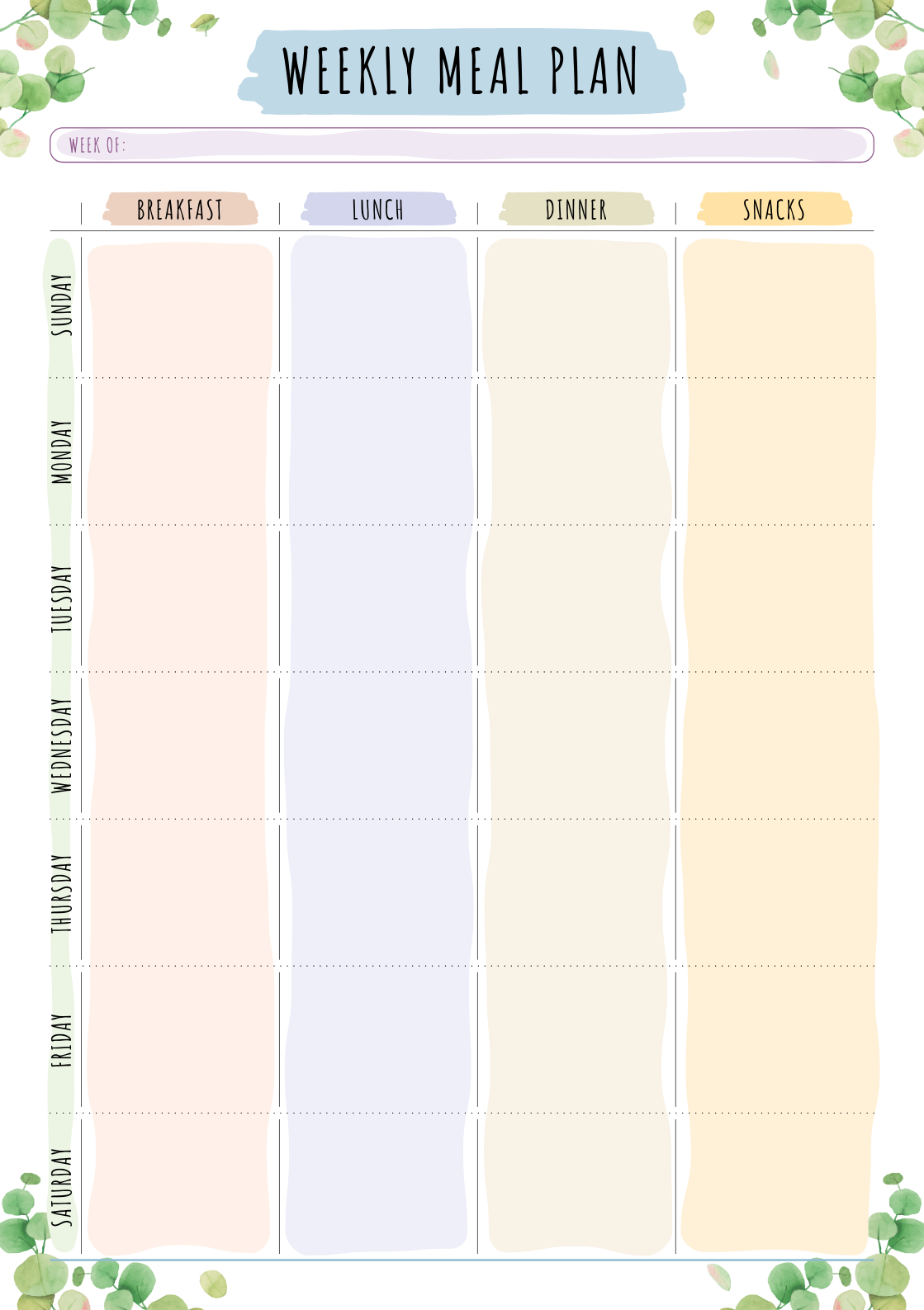 Download Printable Meal Planner - Floral Style PDF