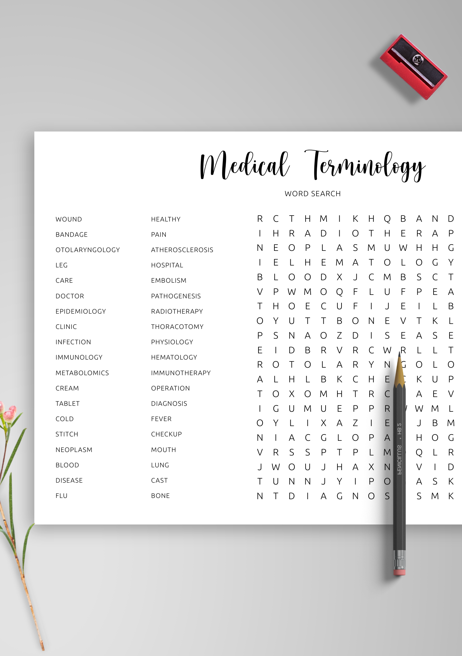 Download Printable Medical Word Search in PDF