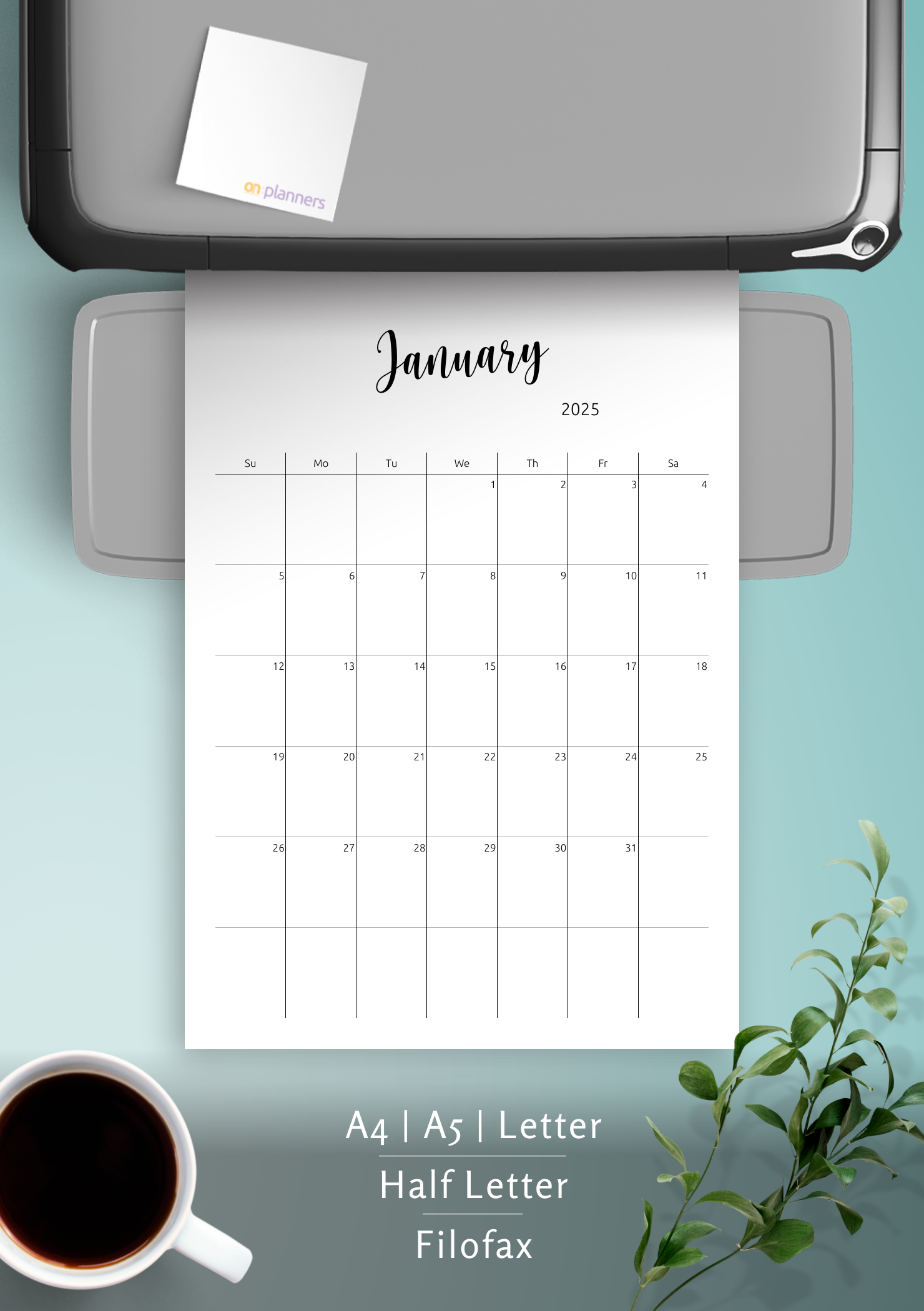 Download Printable Minimalist Monthly Calendar Template PDF