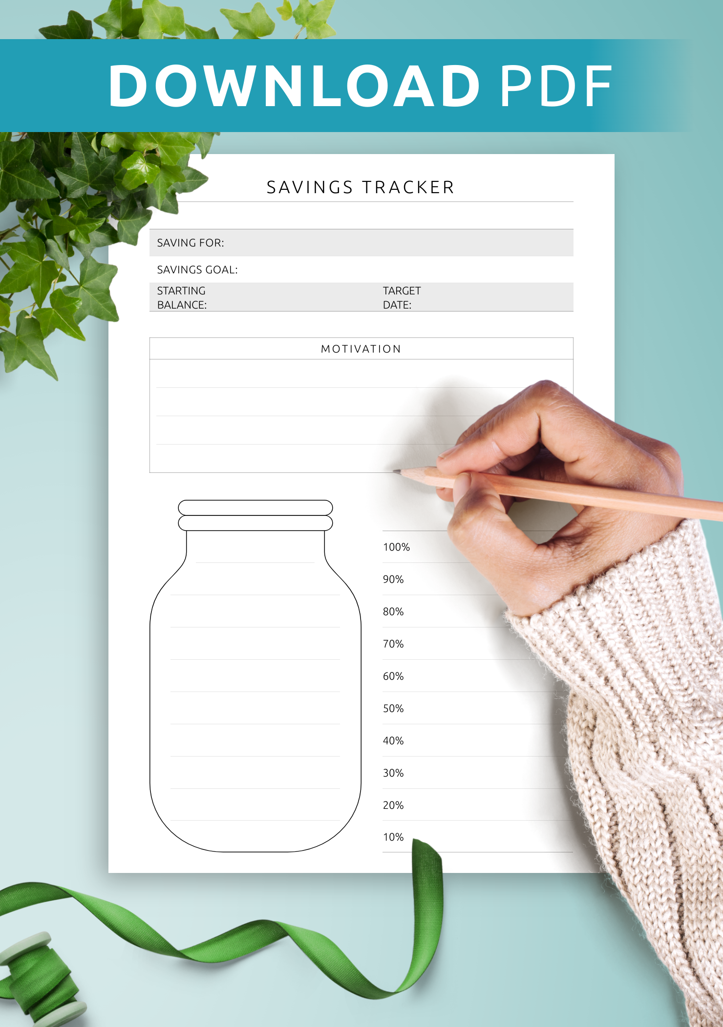 Download Printable Money Savings Tracker Template PDF