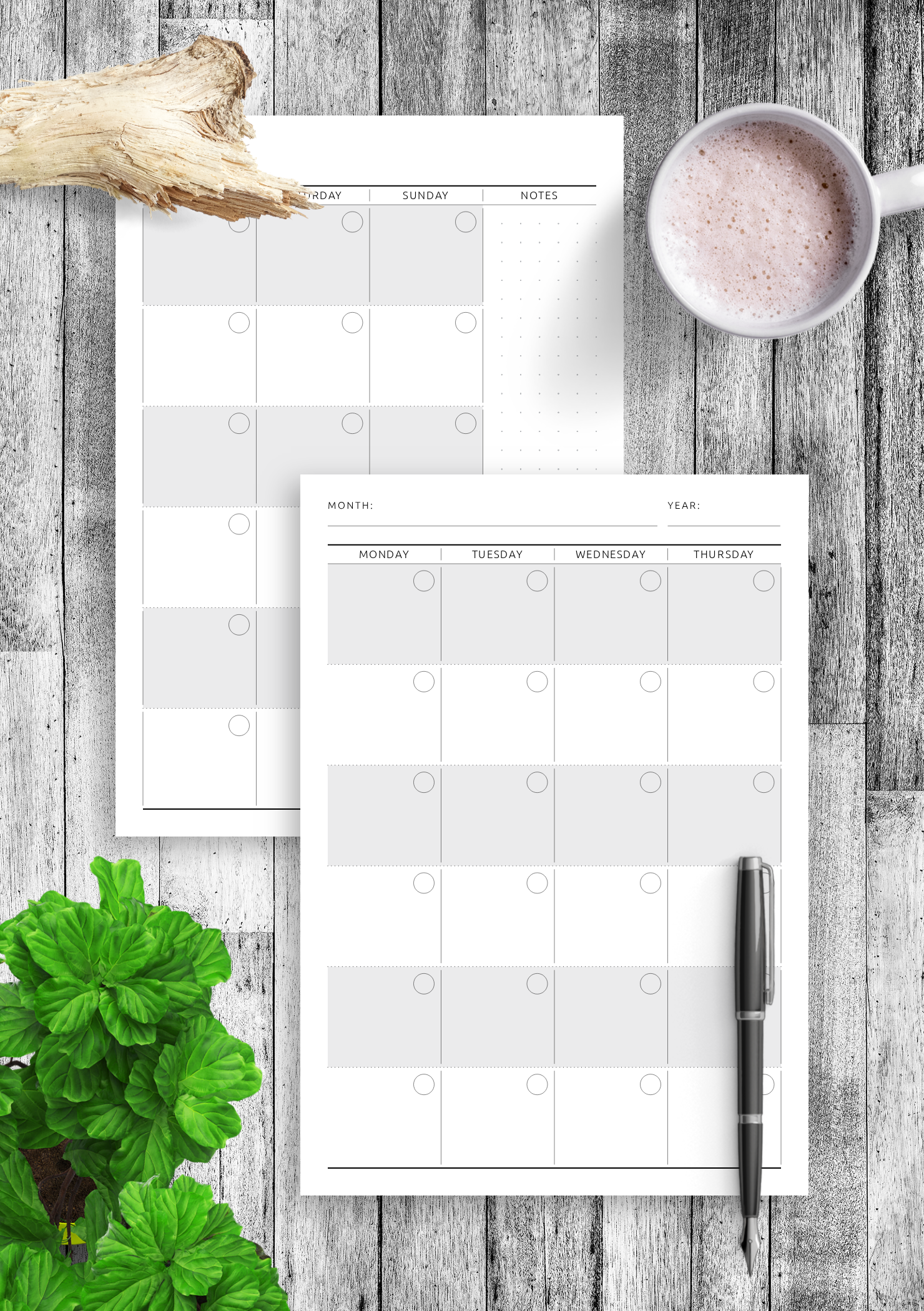 Download Printable Monthly Calendar Planner Undated - Original Style PDF