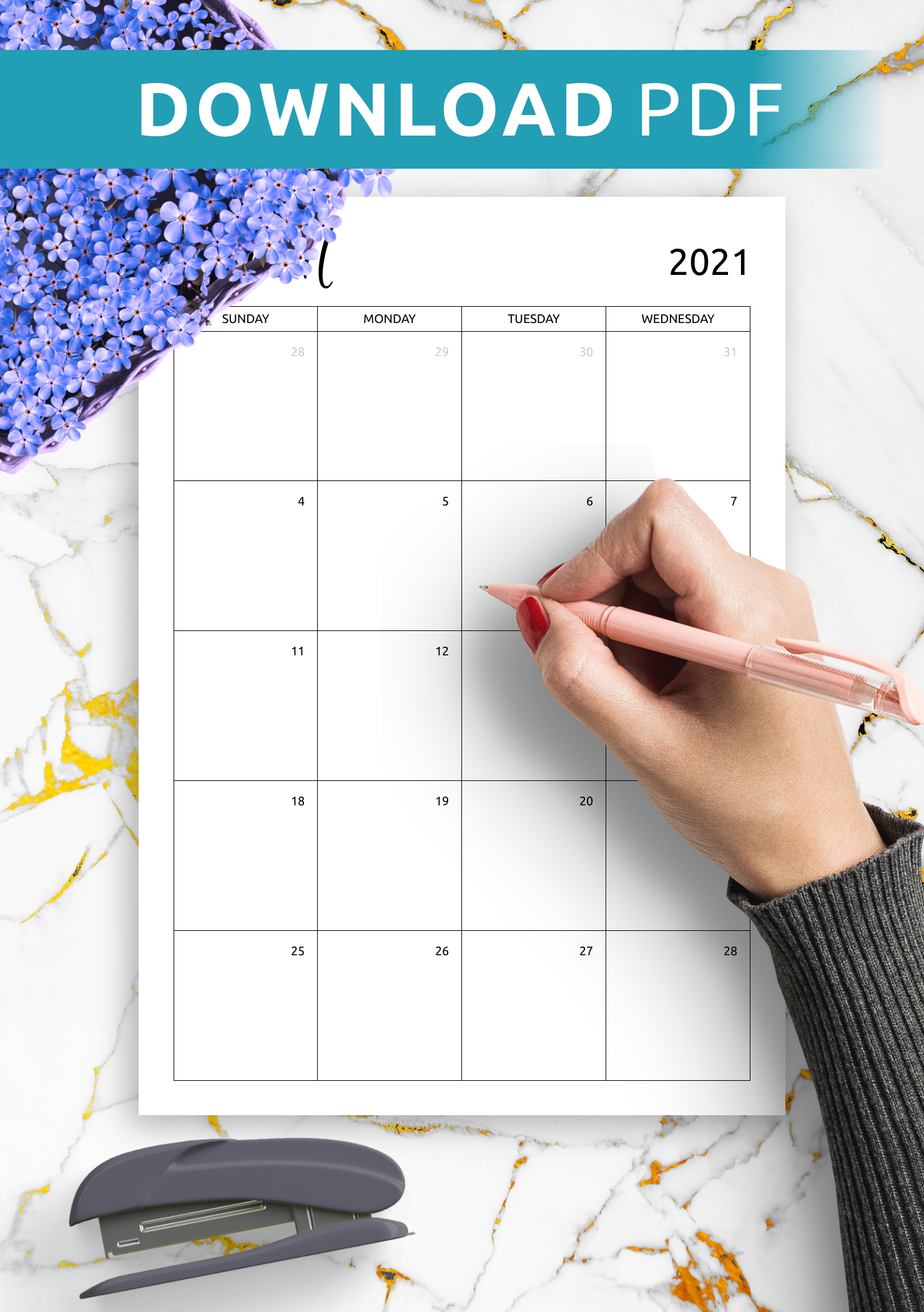 download printable monthly calendar template pdf