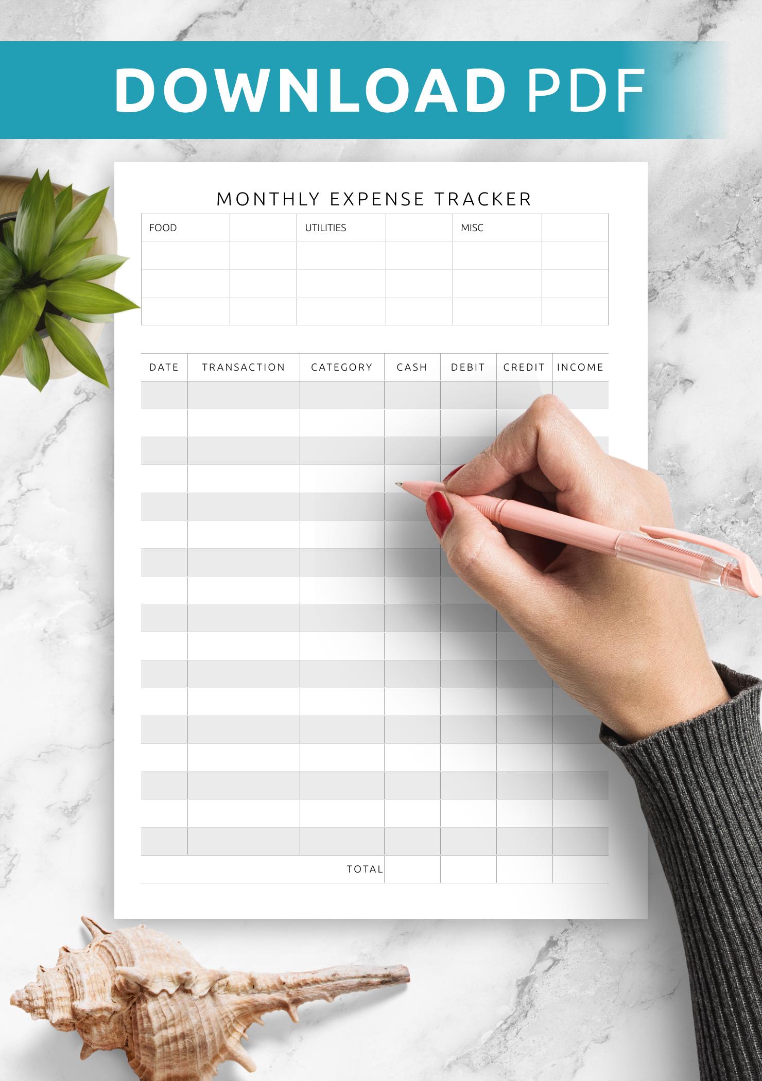 Download Printable Monthly Expense Tracker Template PDF