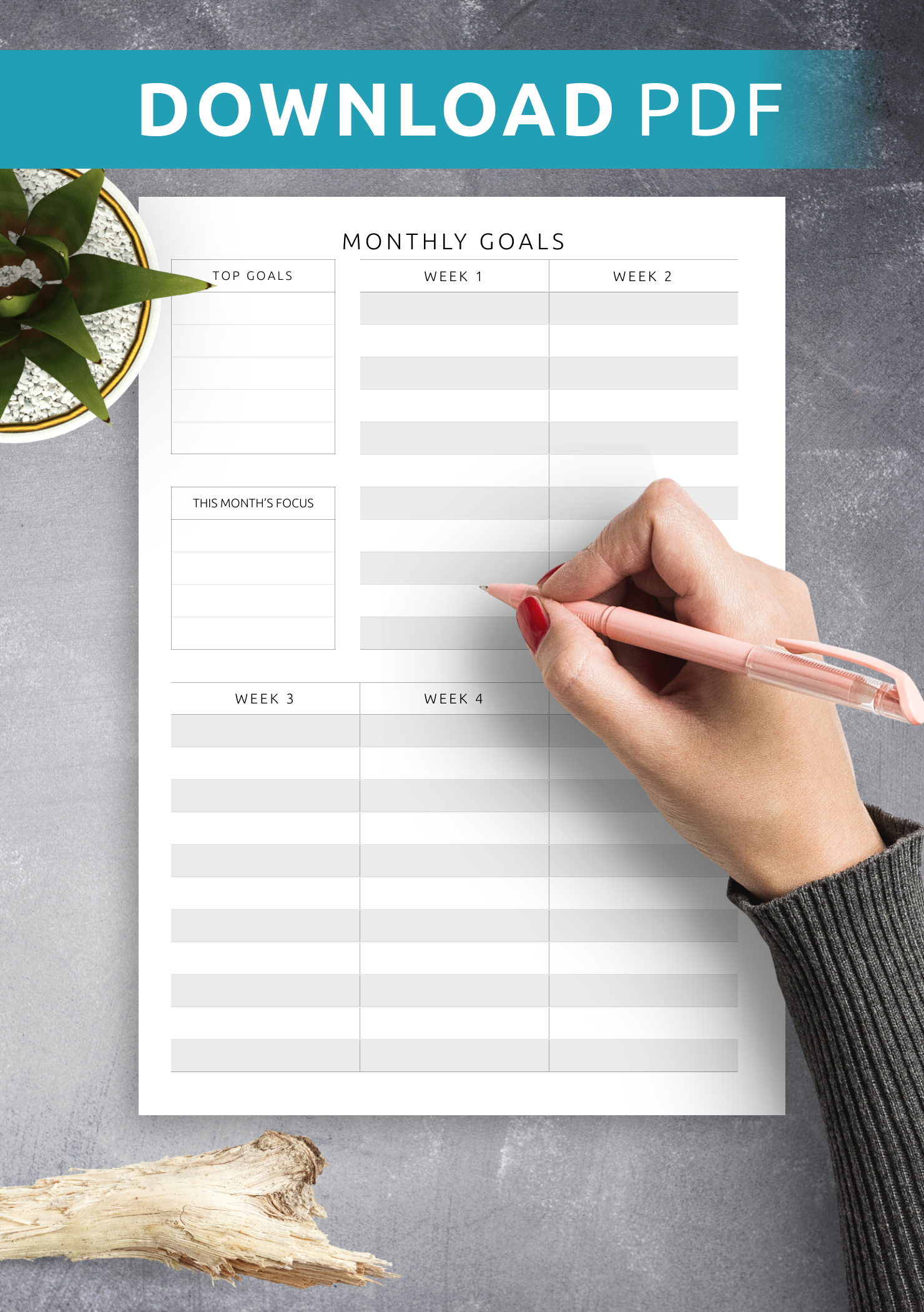 Download Printable Monthly Goal Setting Template PDF
