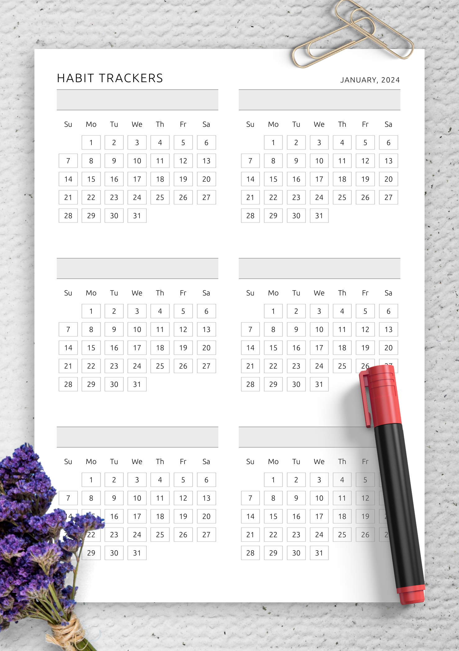 Download Printable Monthly Habit Tracker Template PDF