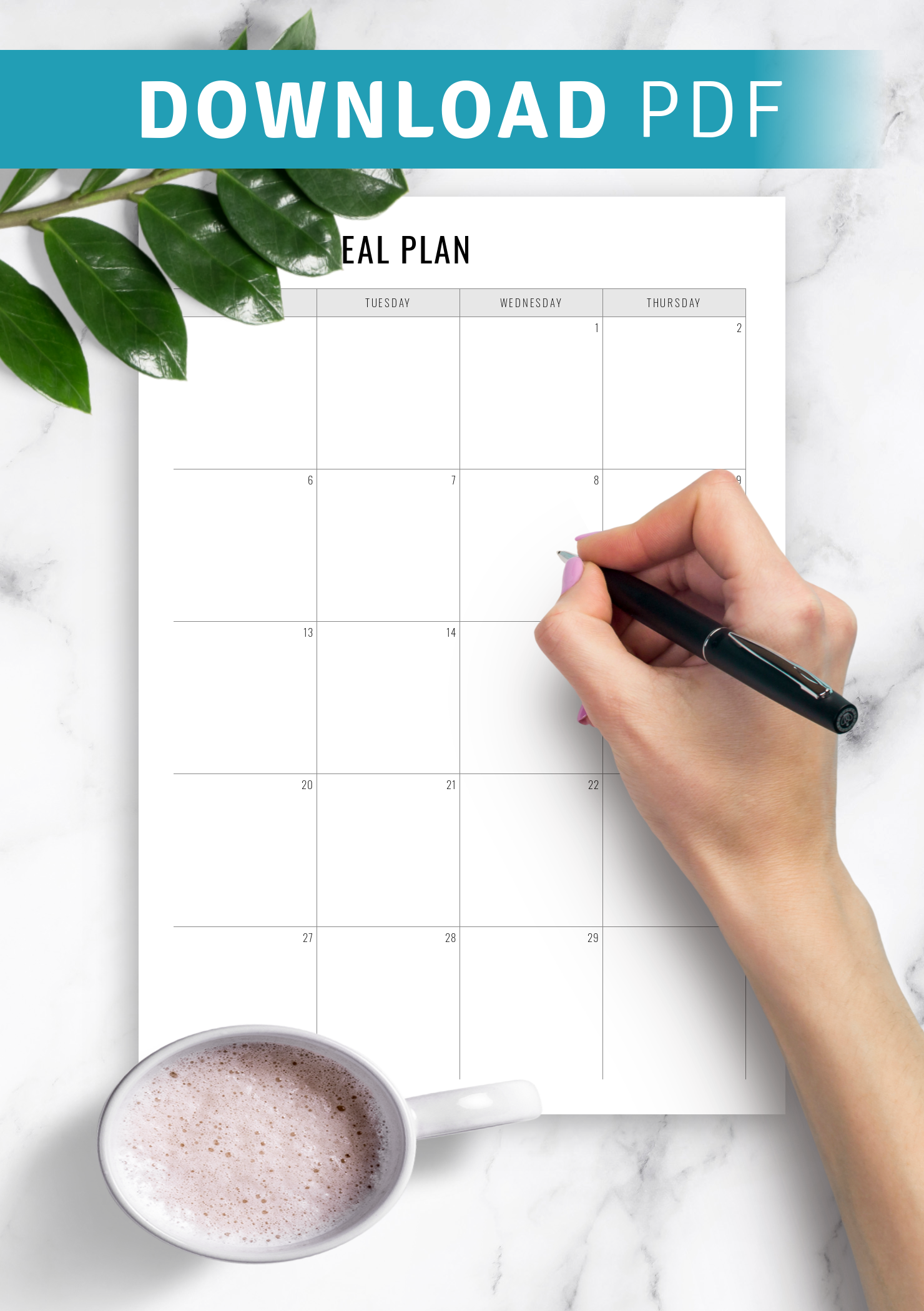 Download Printable Monthly Meal Plan PDF