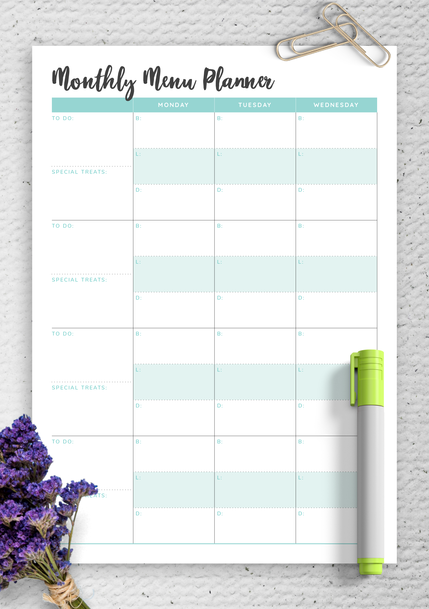 download printable monthly menu planner pdf