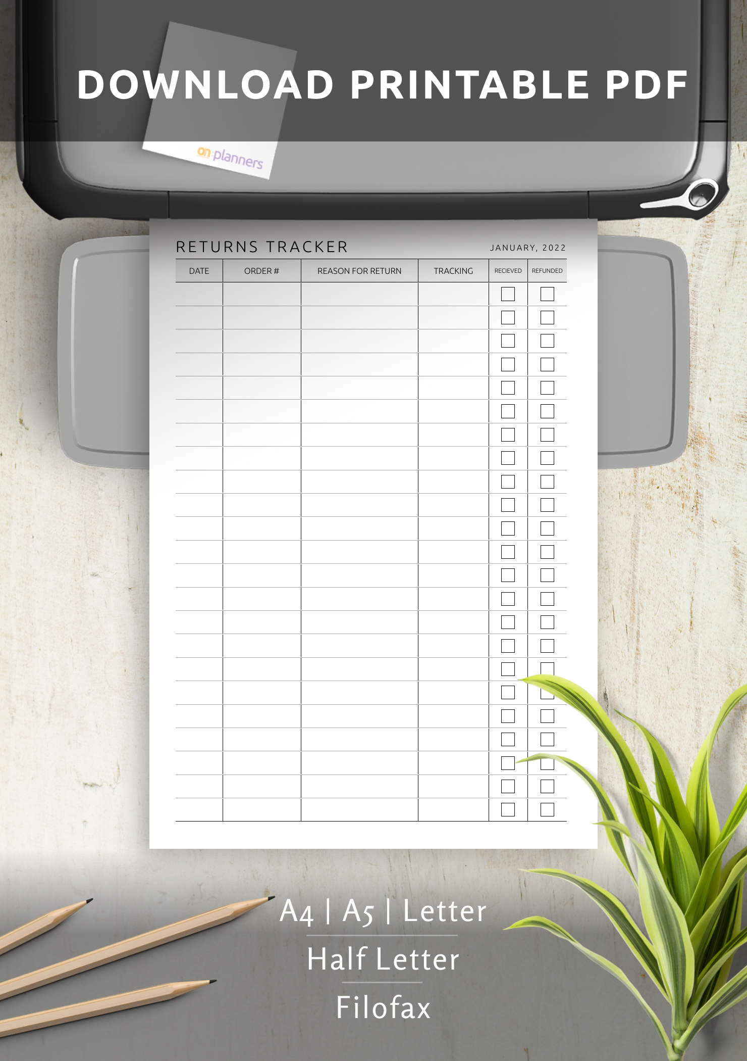 Download Printable Monthly Returns Tracker Template PDF