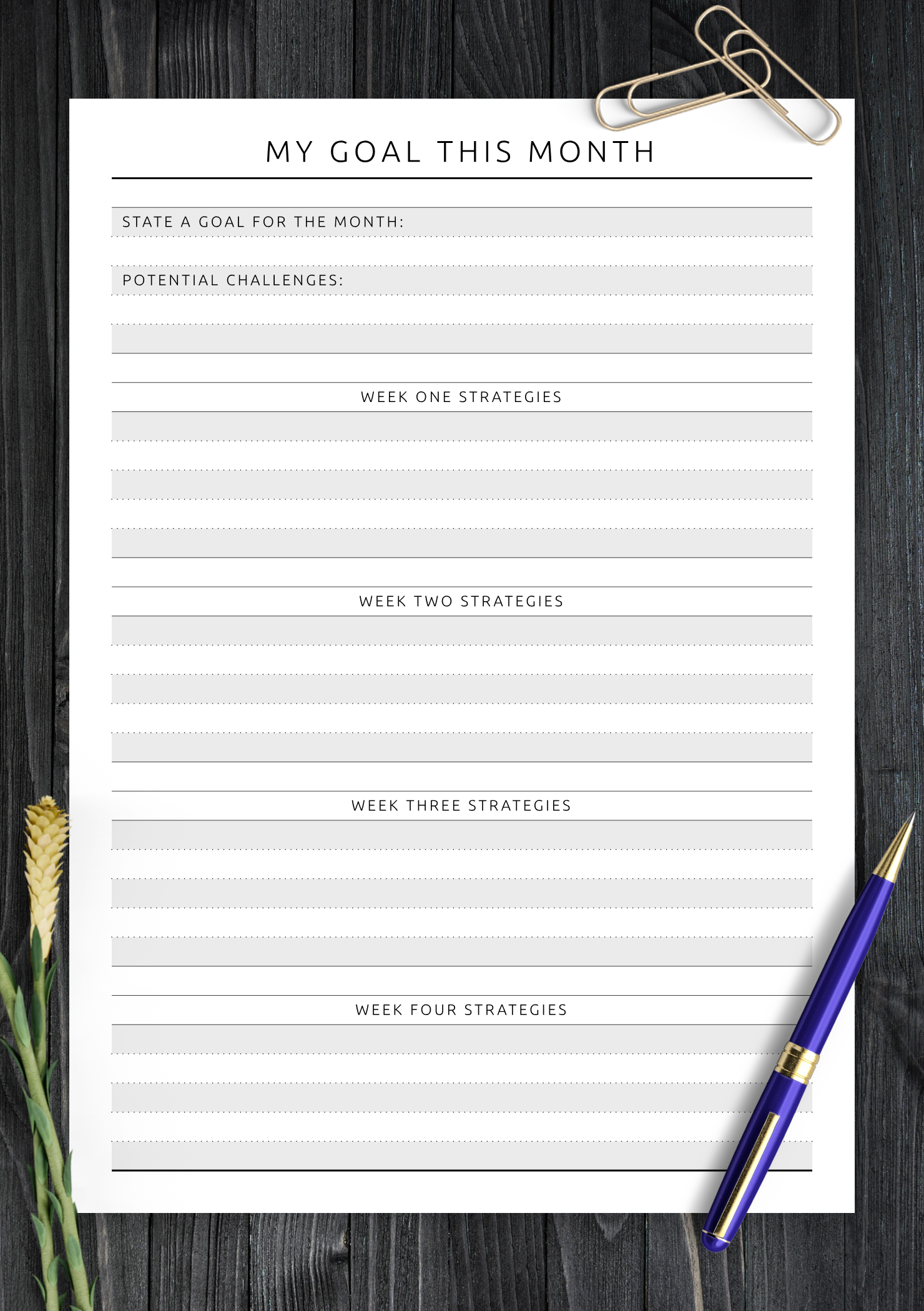 Goal Journal Template Free Printable