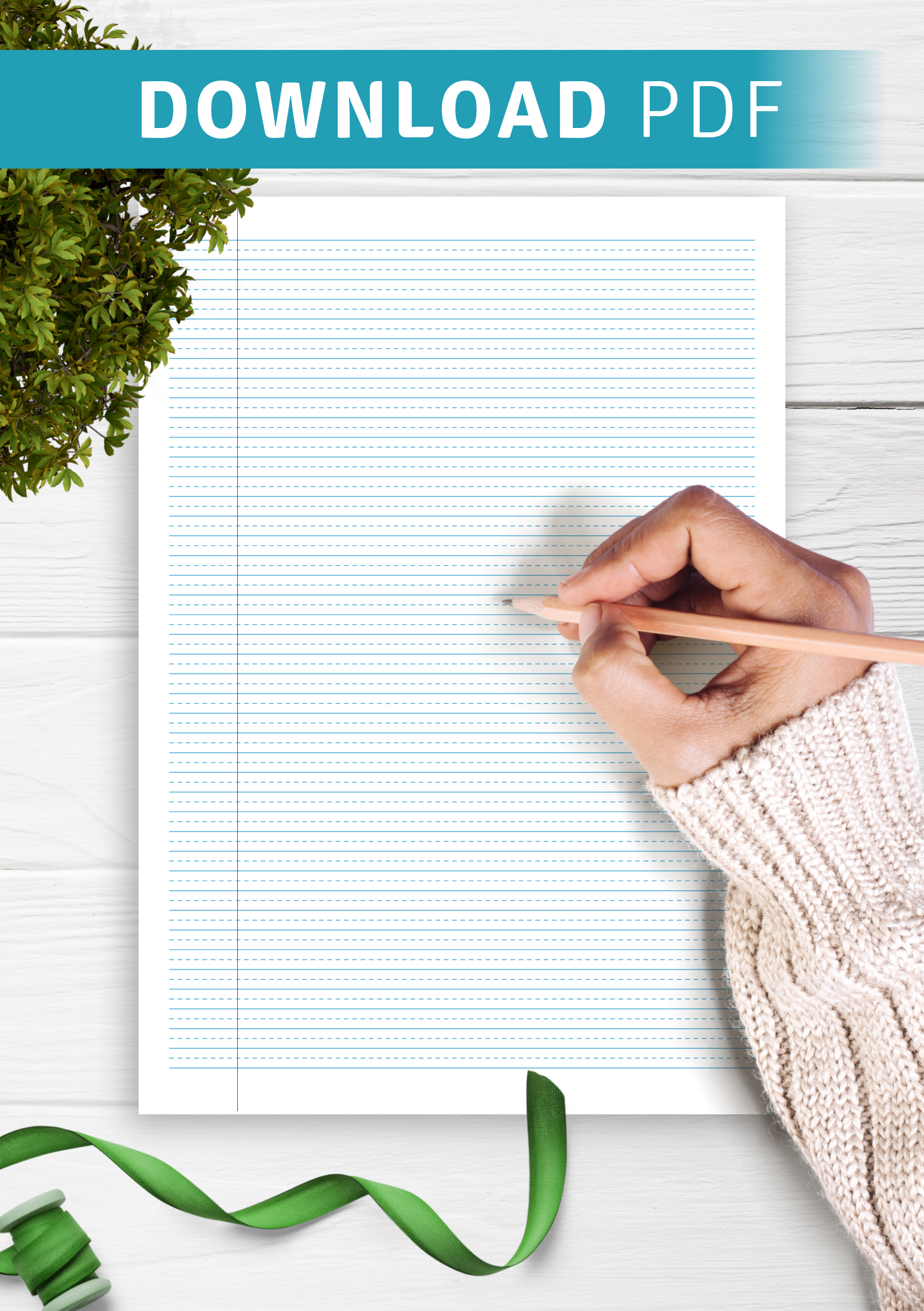 Narrow Line Sheet.pdf Download Printable Narrow Ruled with dashed center guide line - Blue ...