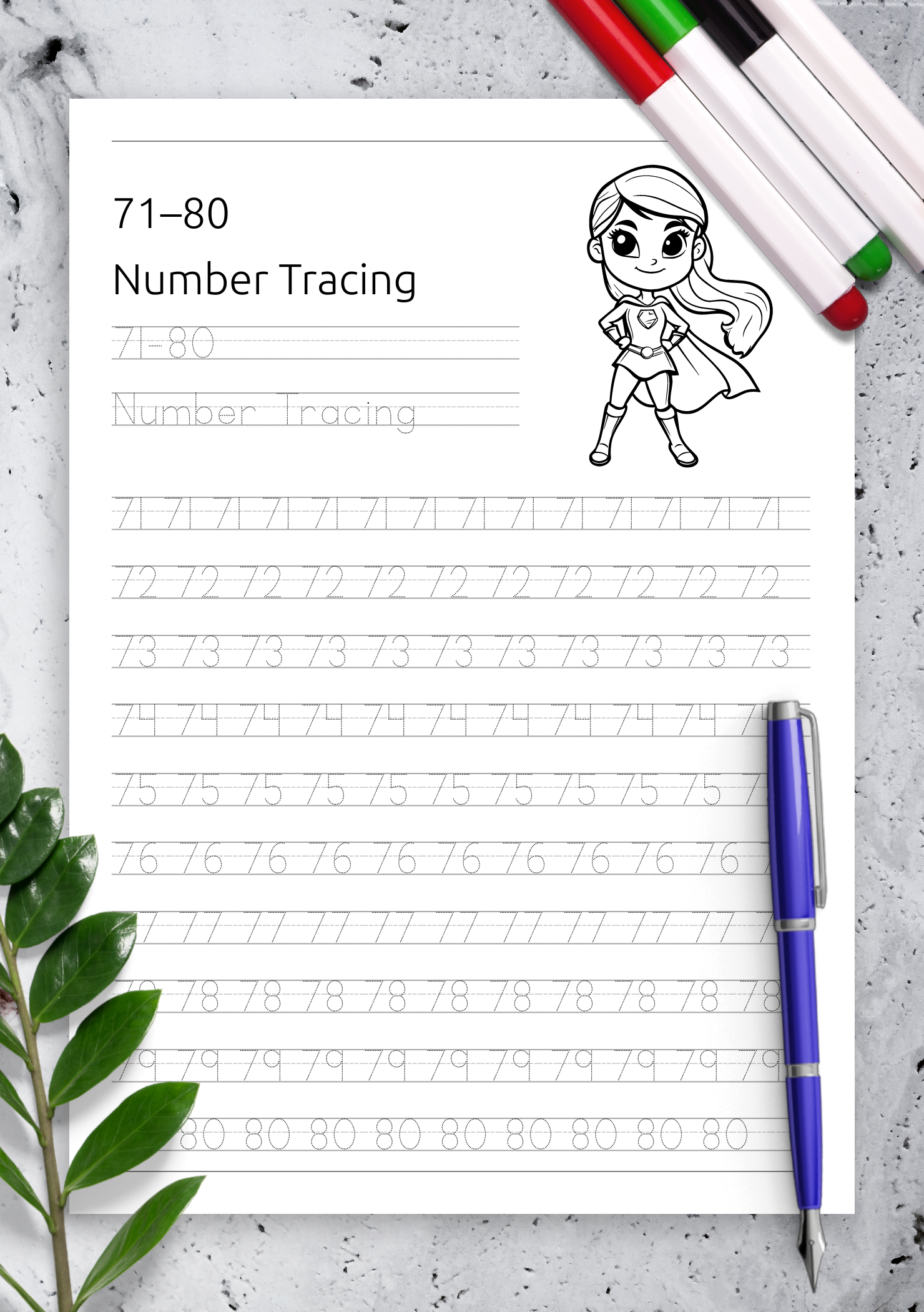 Download Number Tracing 7180 Printable PDF