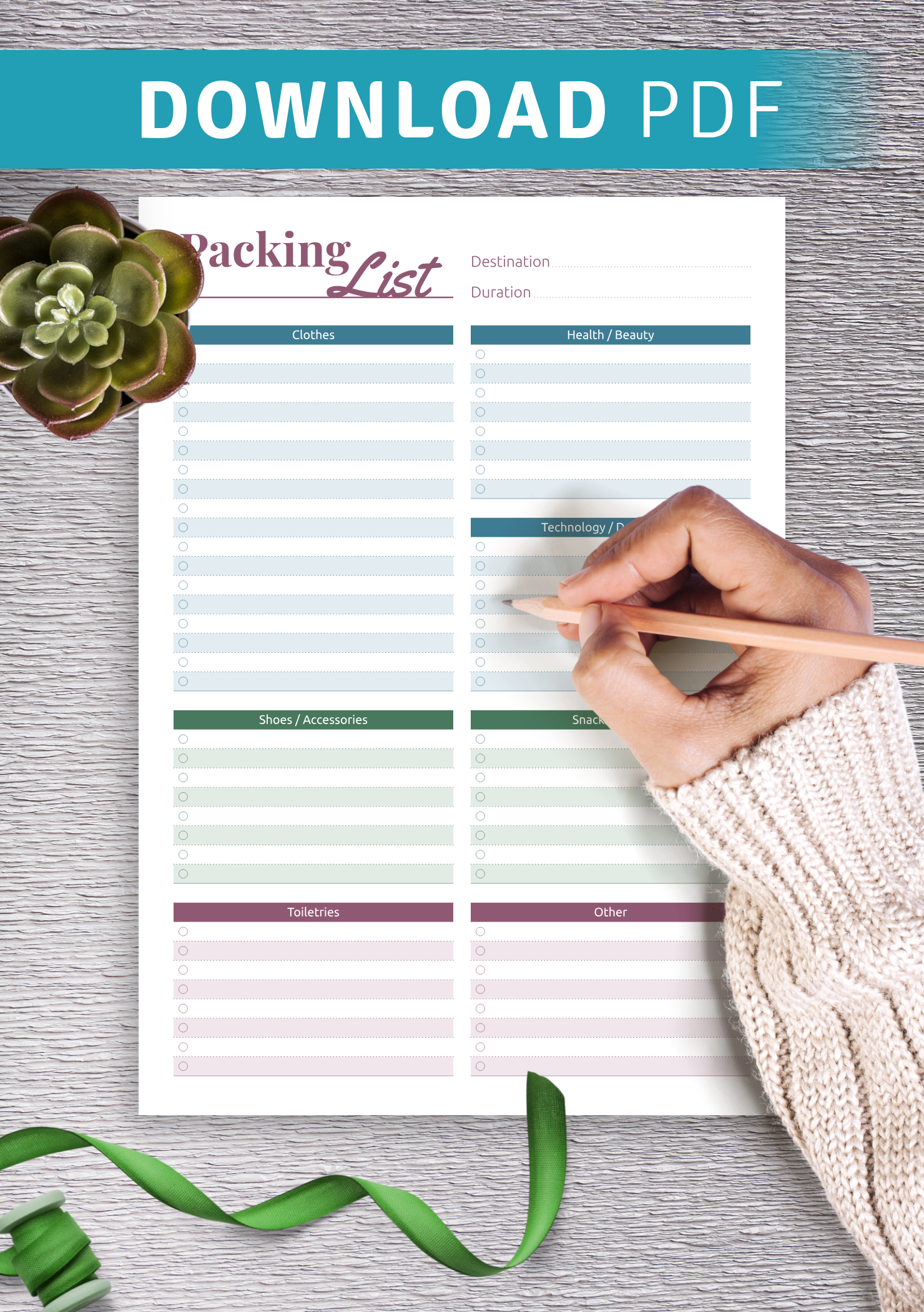 Packing List Sheet.pdf Download Printable Packing List PDF