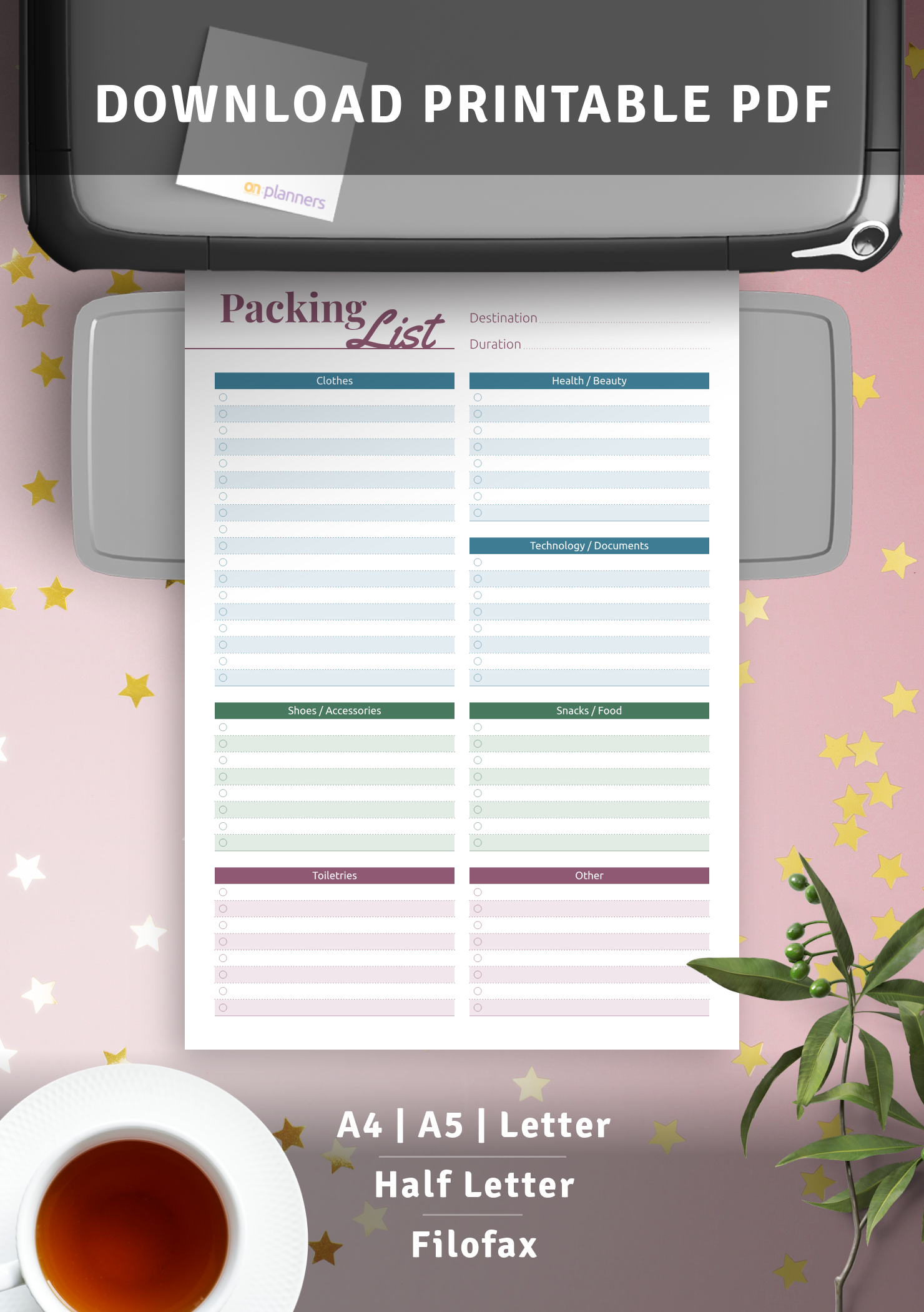 download printable packing list pdf