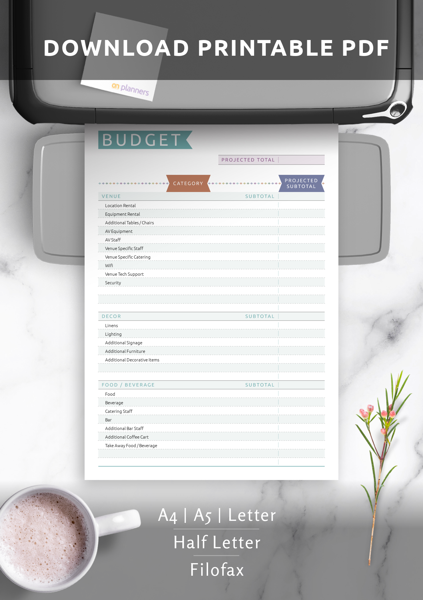 Download Printable Party Budget Template Casual Style PDF