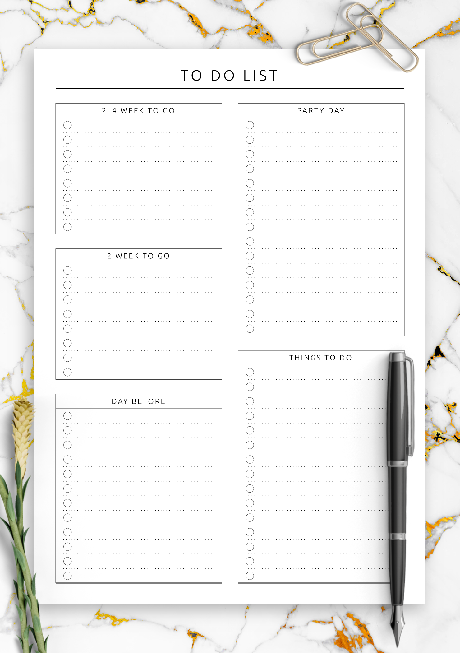 Download Printable Party To Do List - Original Style PDF