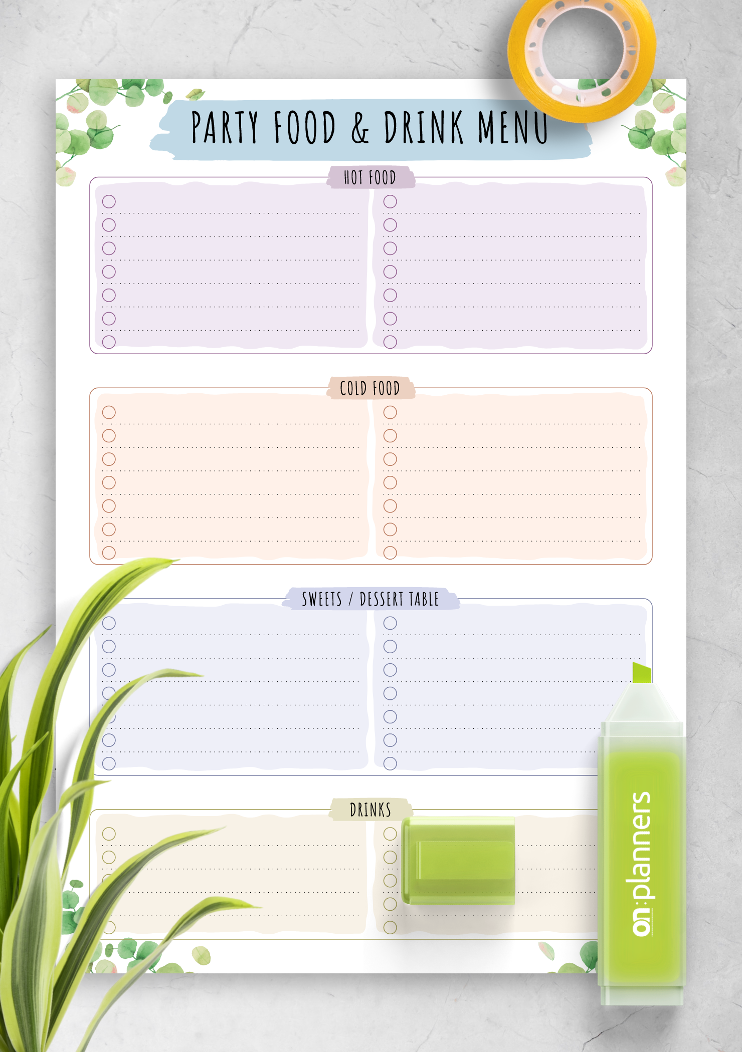 Party Menu Template