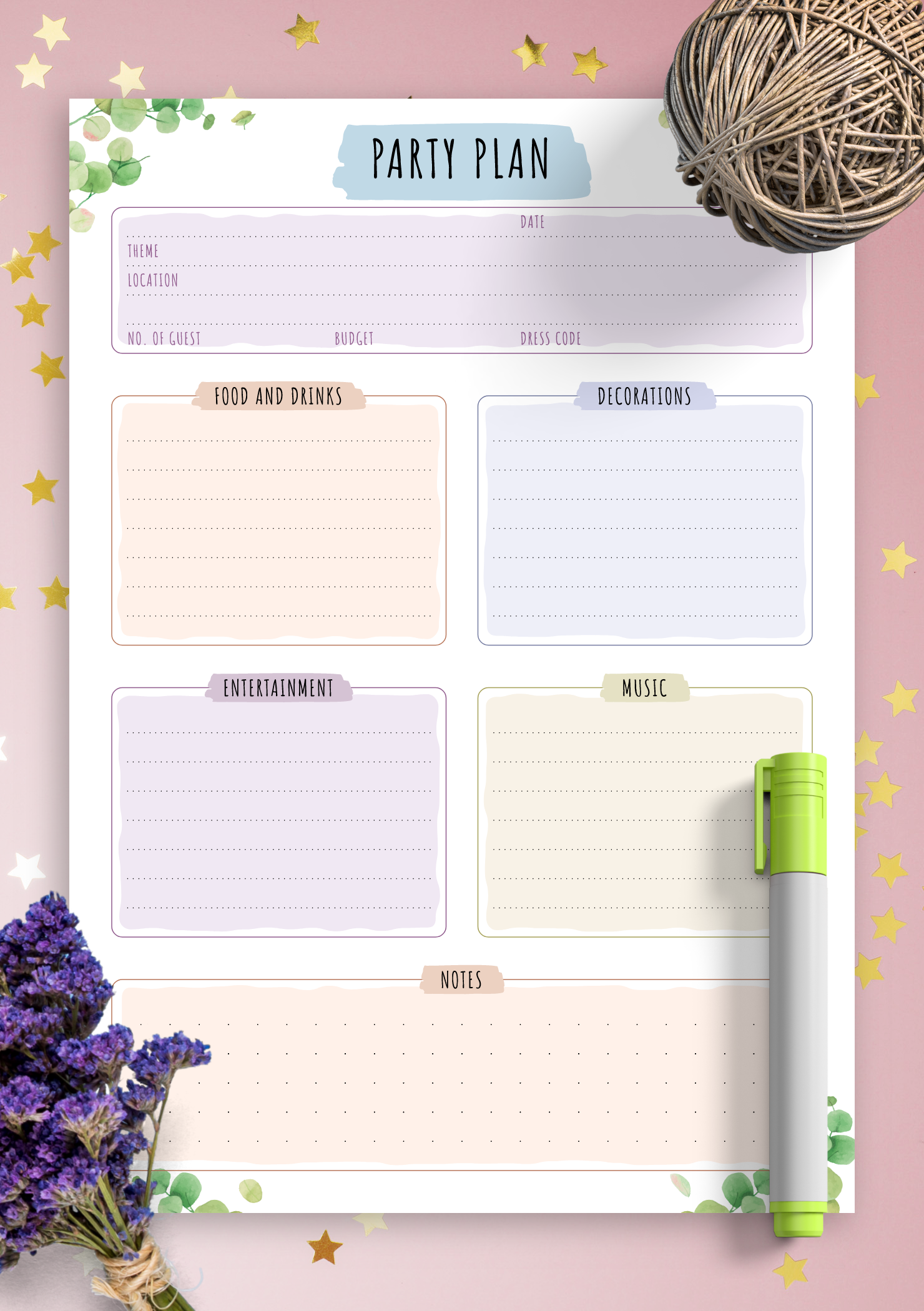 party planner template free