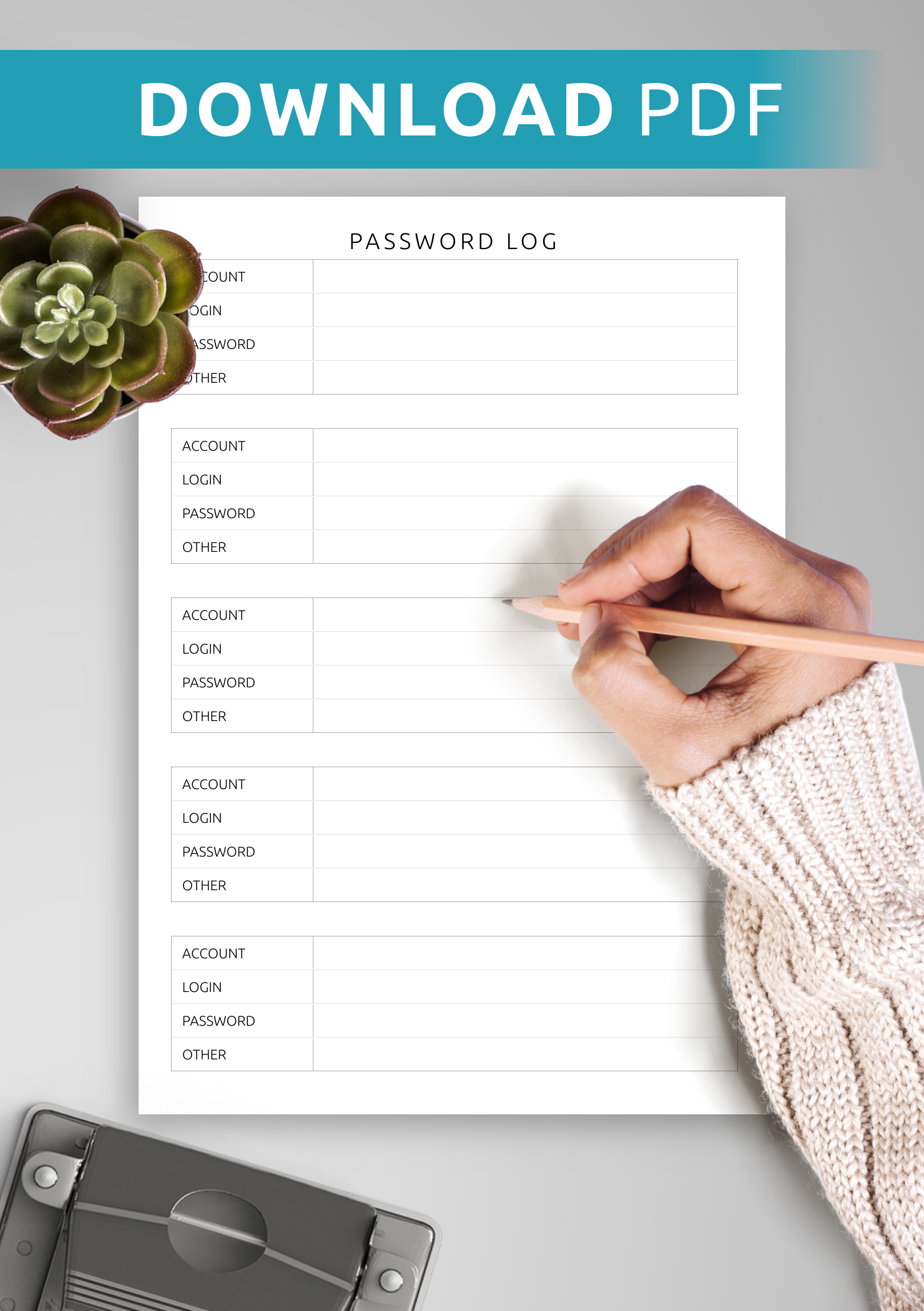 Download Printable Password Log Template Minimalist Style PDF   Printable Password Log Template Minimalist Style Template0 