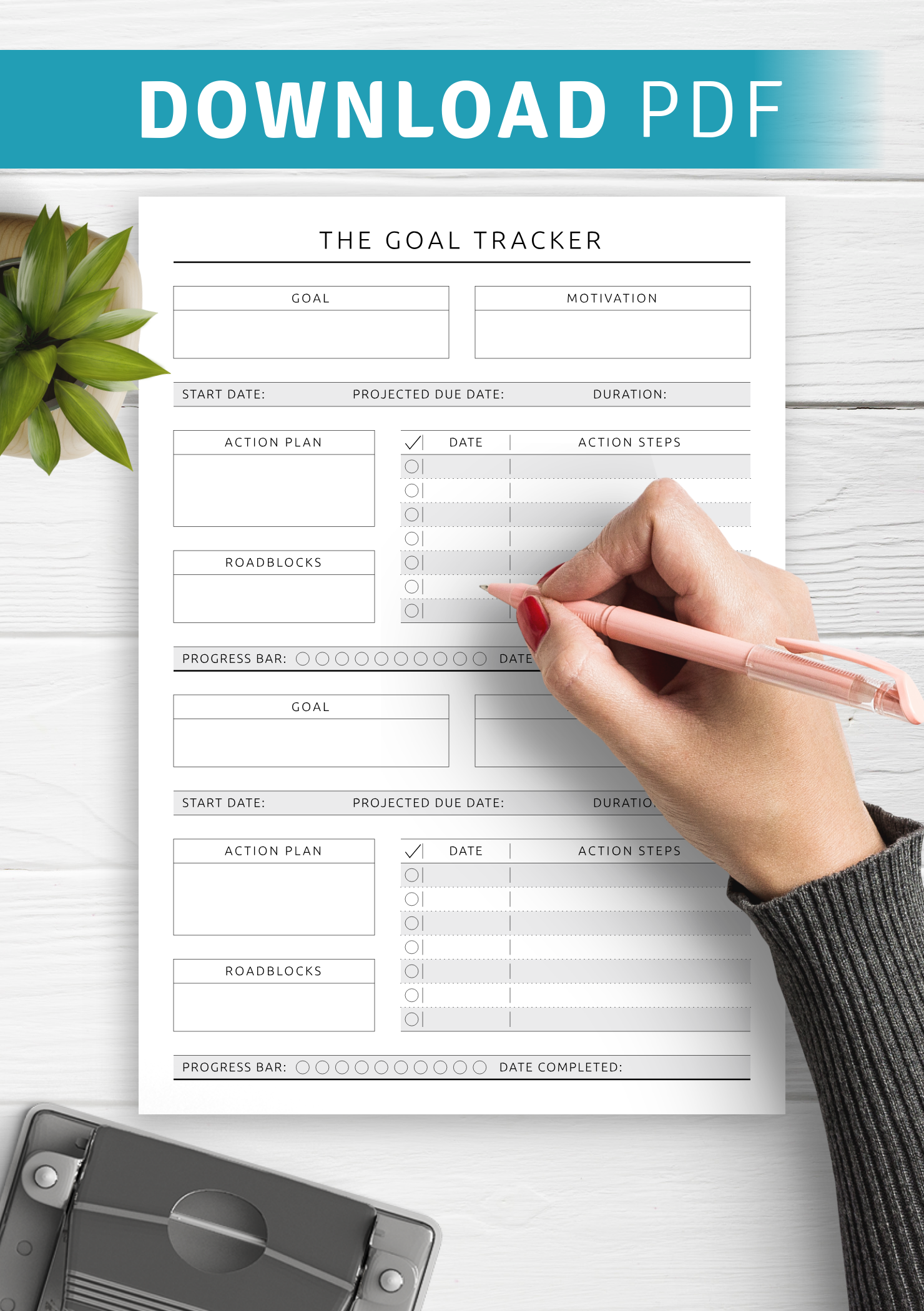 Download Printable Personal Goal Tracker Original Style PDF