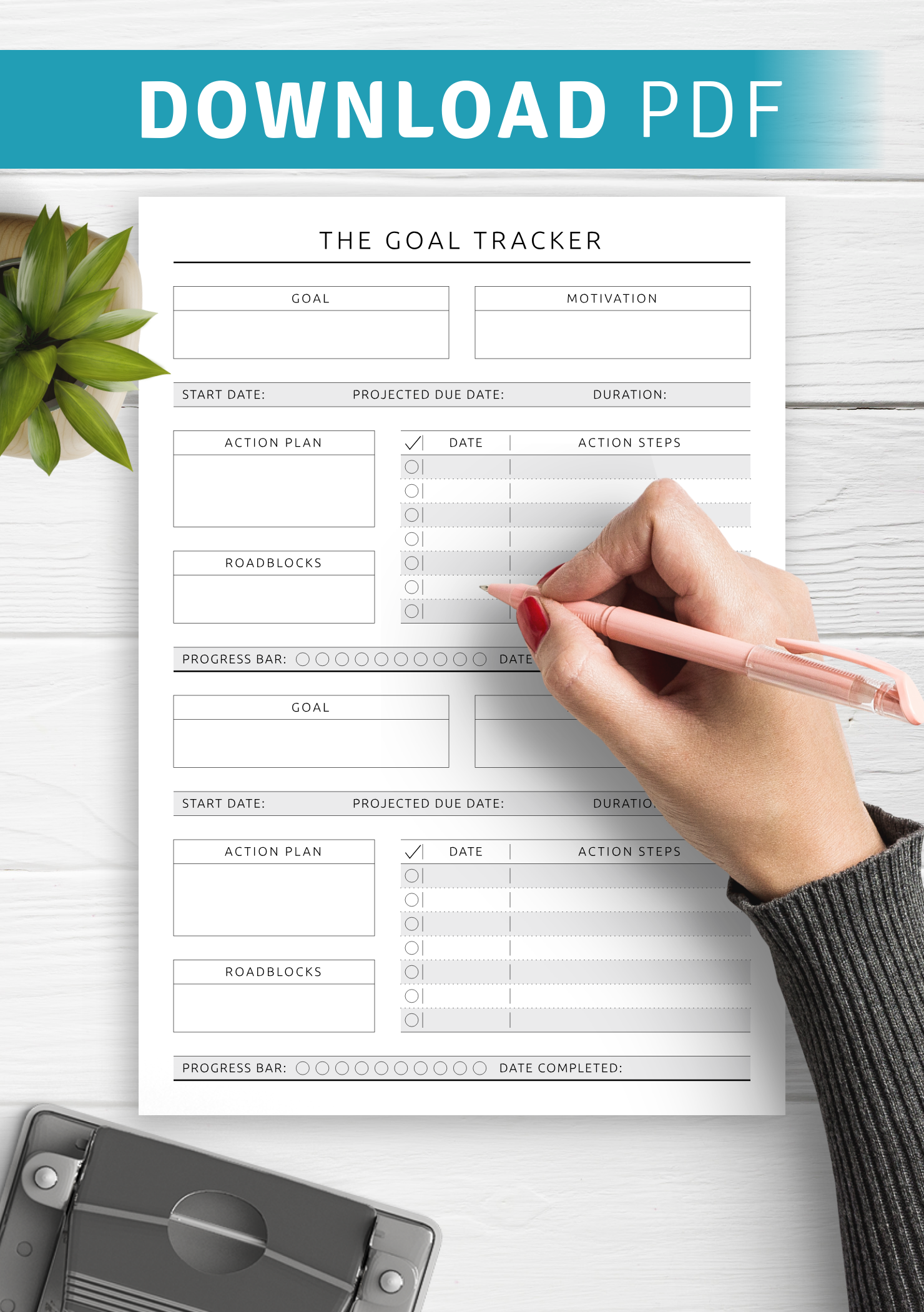 Printable Personal Goal Tracker - Original Style