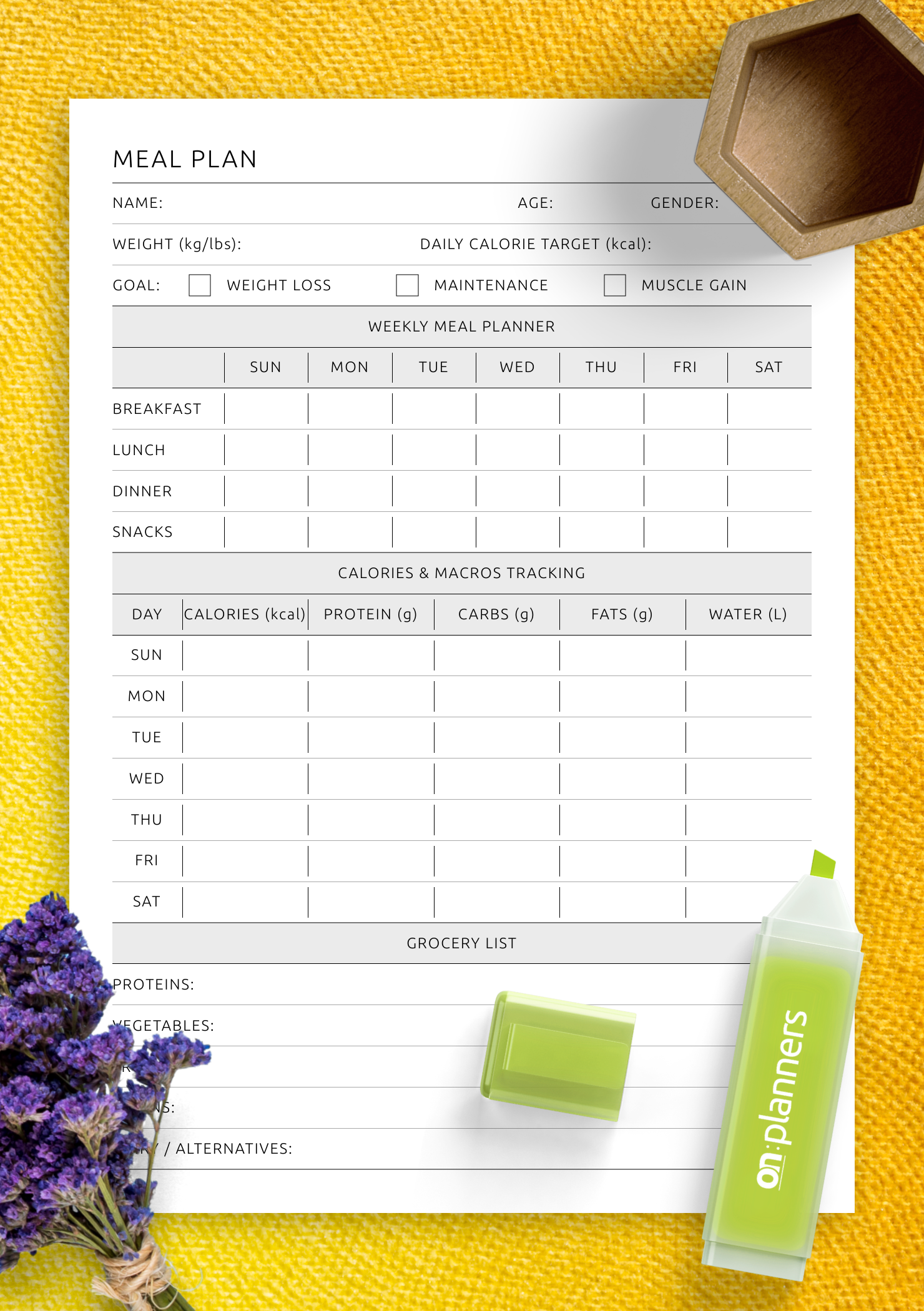 Get a Printable or Digital Weekly Meal & Macro Tracking Plan PDF