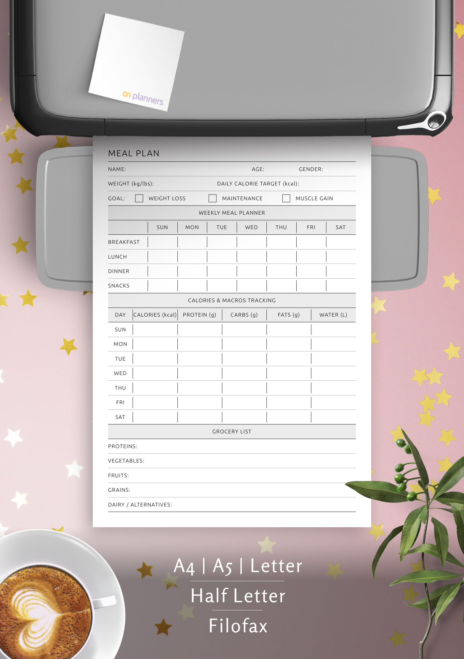 Get a Printable or Digital Weekly Meal & Macro Tracking Plan PDF