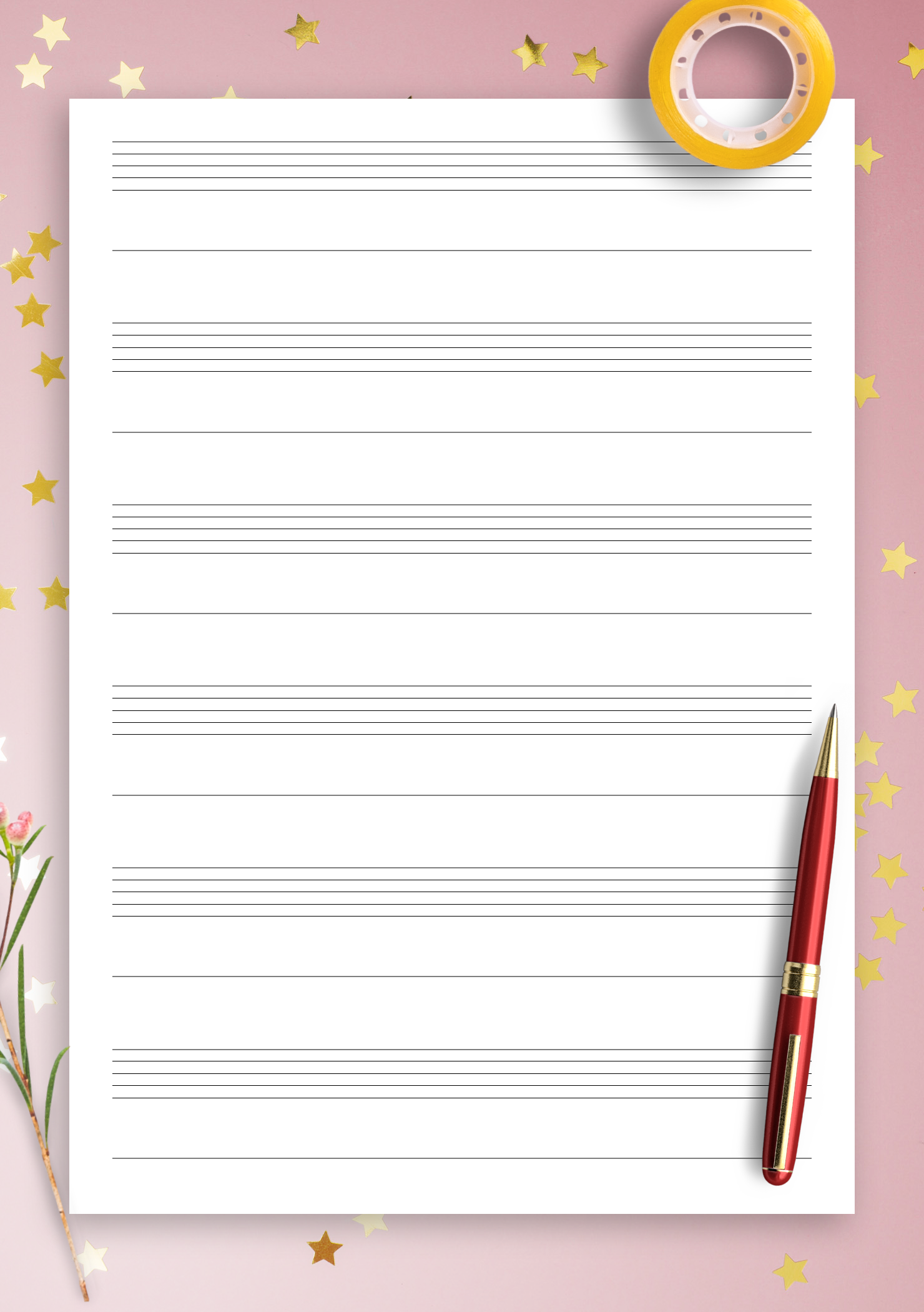 Download Staff Paper with Lyrics Line – Printable Blank Sheet Music