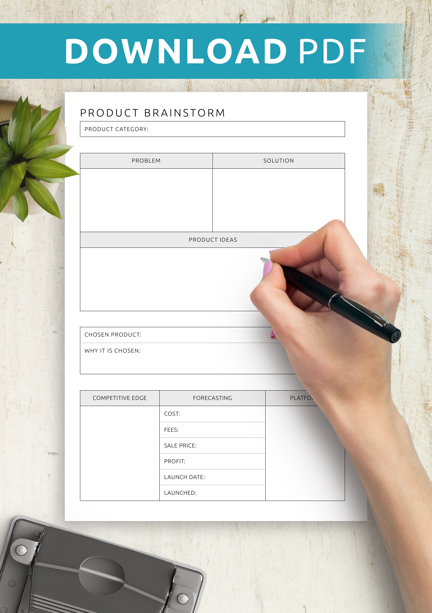 Download Printable Product Brainstorm Template PDF
