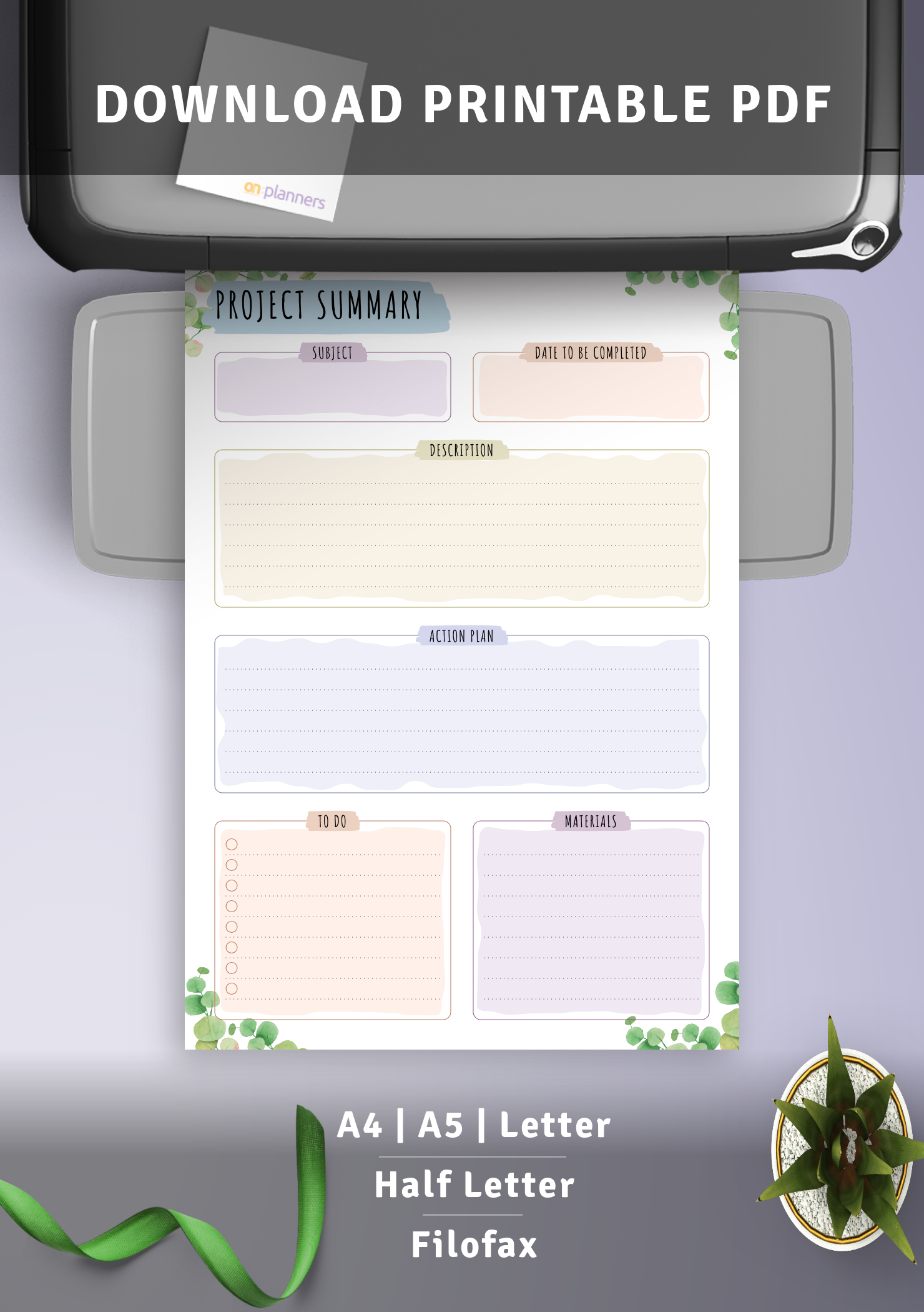 Download Printable Project Planning - Floral Style PDF