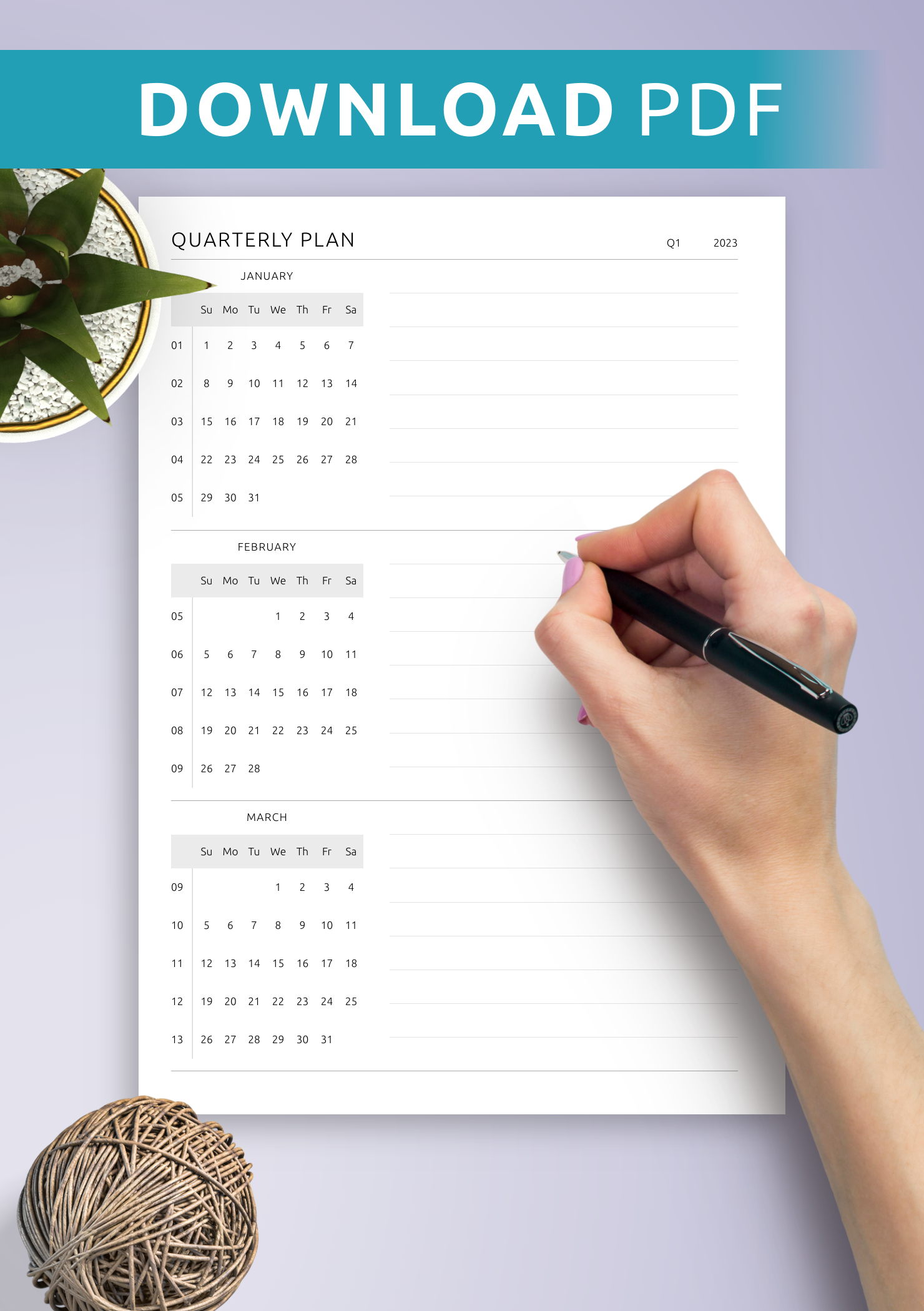 Download Printable Quarterly Horizontal PDF