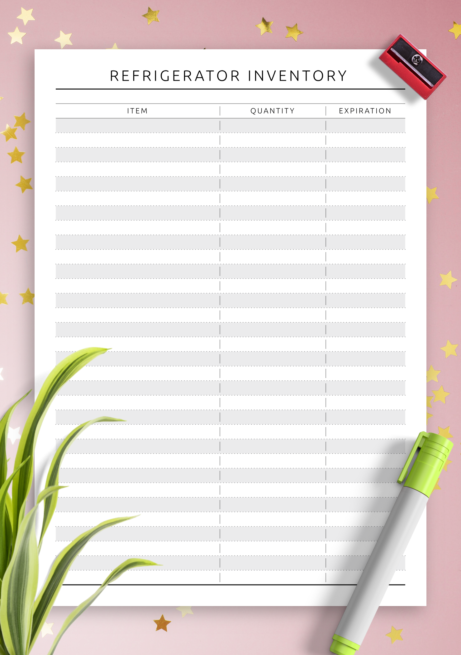 Download Printable Refrigerator Inventory - Original Style PDF