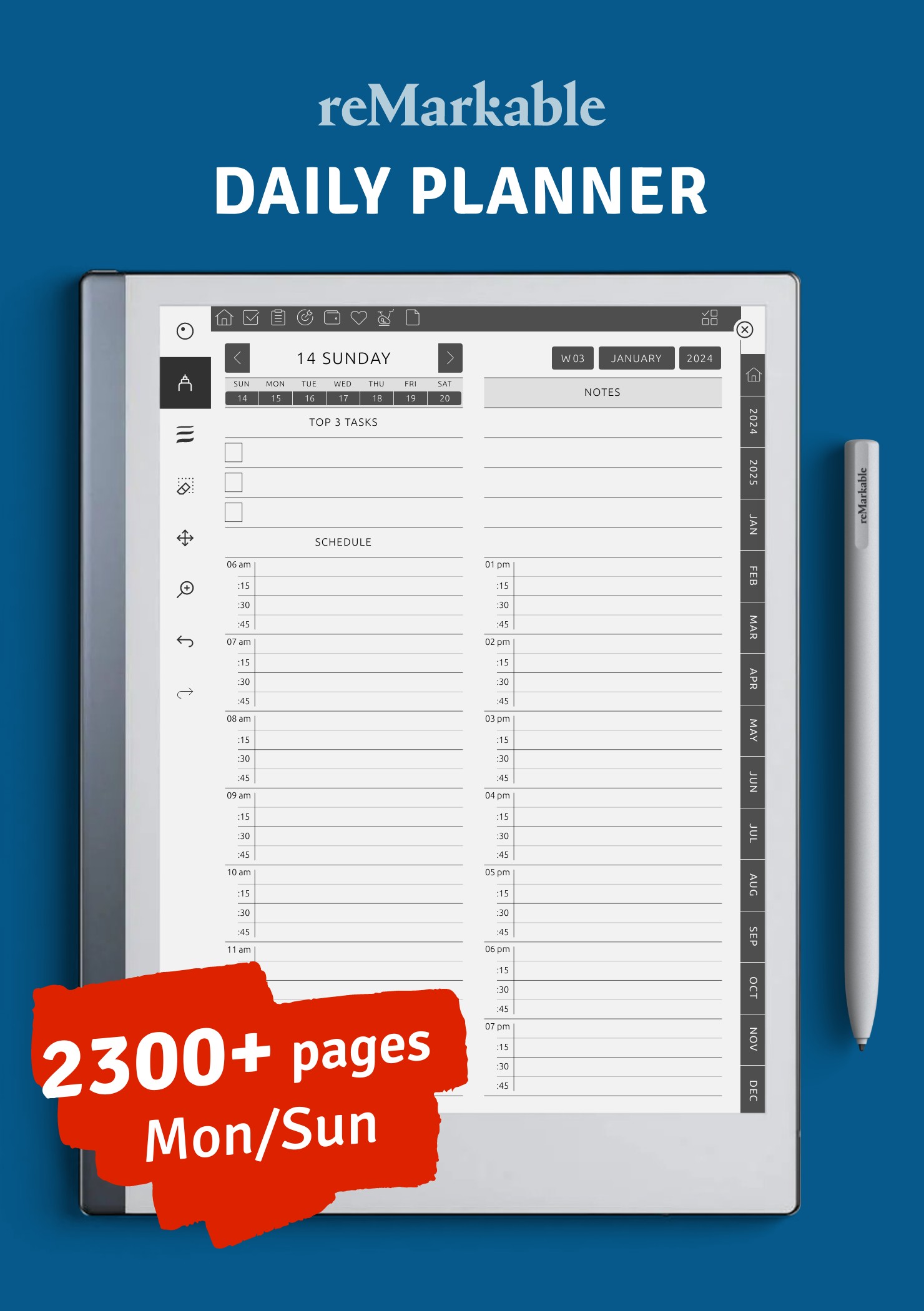 Download reMarkable Daily Planner Hyperlinked PDF