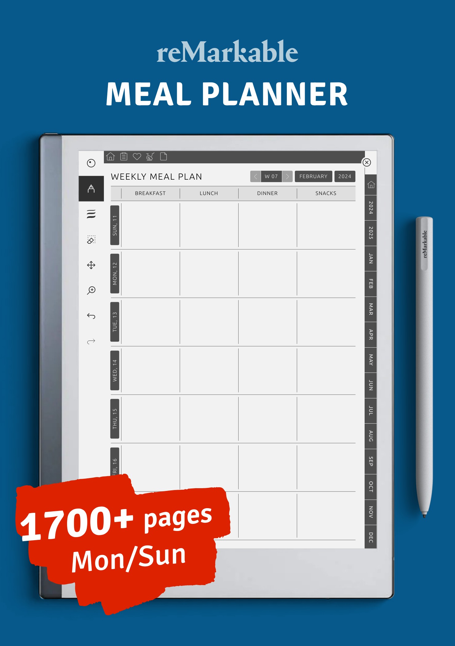 Download Meal Planner PDF for reMarkable 2 1