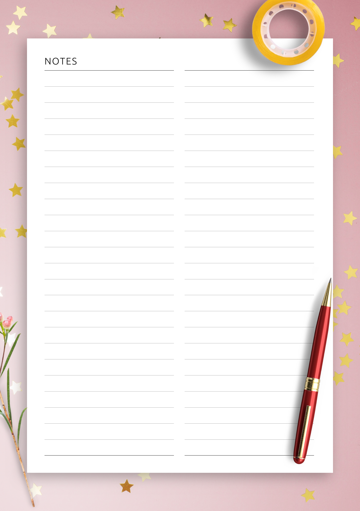 Download Printable Ruled Grid 2-Column PDF